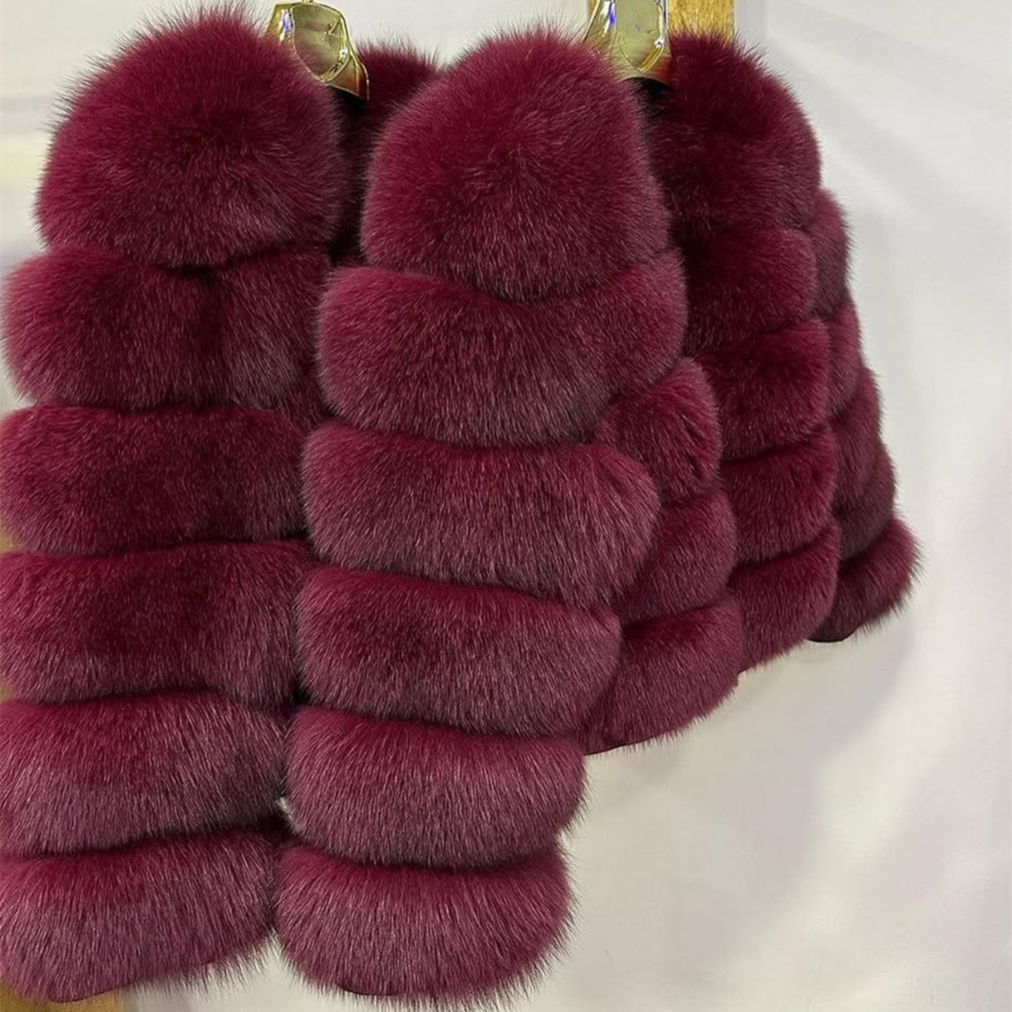 Womens Real Fox Fur Winter Coat with O-Neck Collar and Slim Fit – view 13