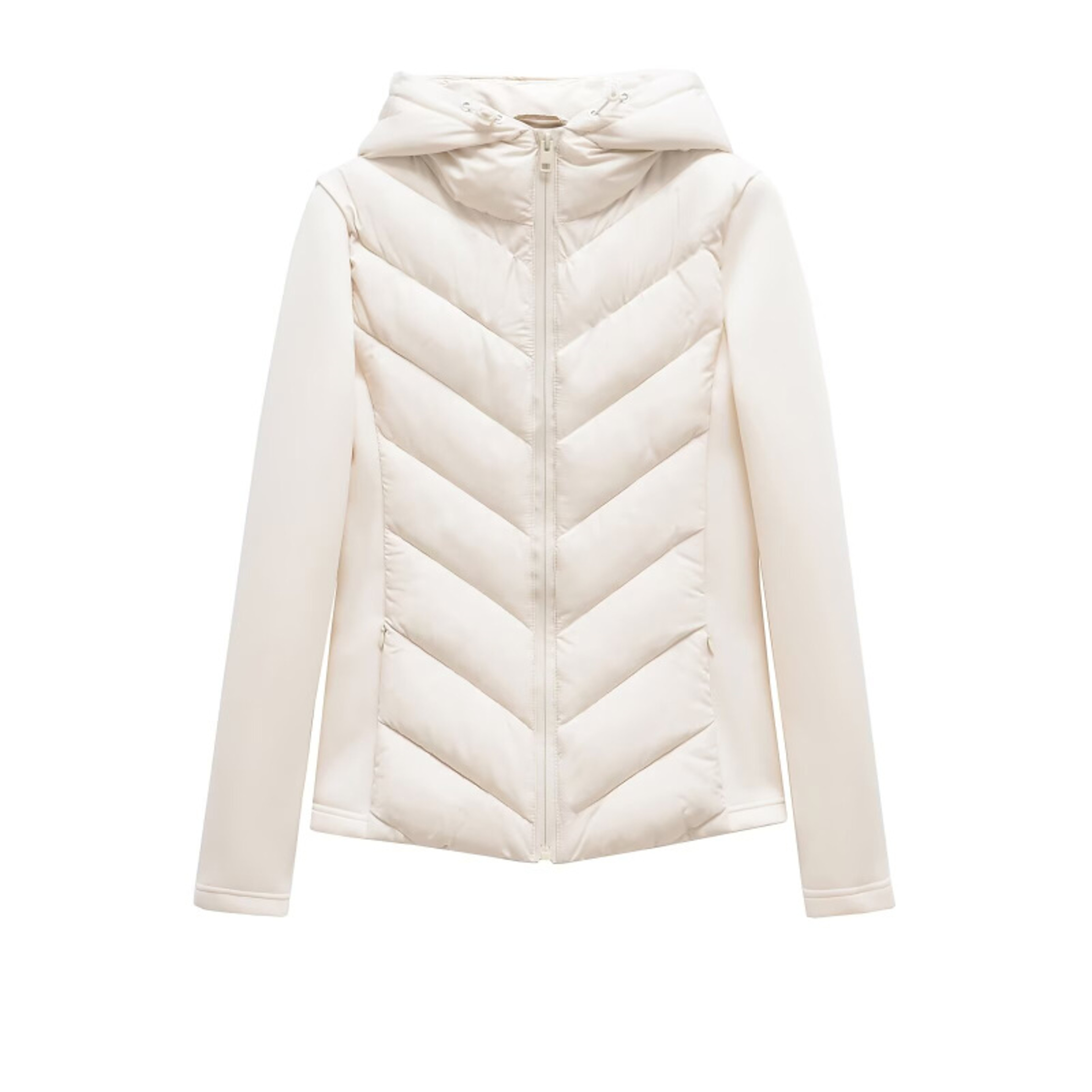 Womens Quilted Jacket with Hooded Stand Collar and Patchwork Design – view 5