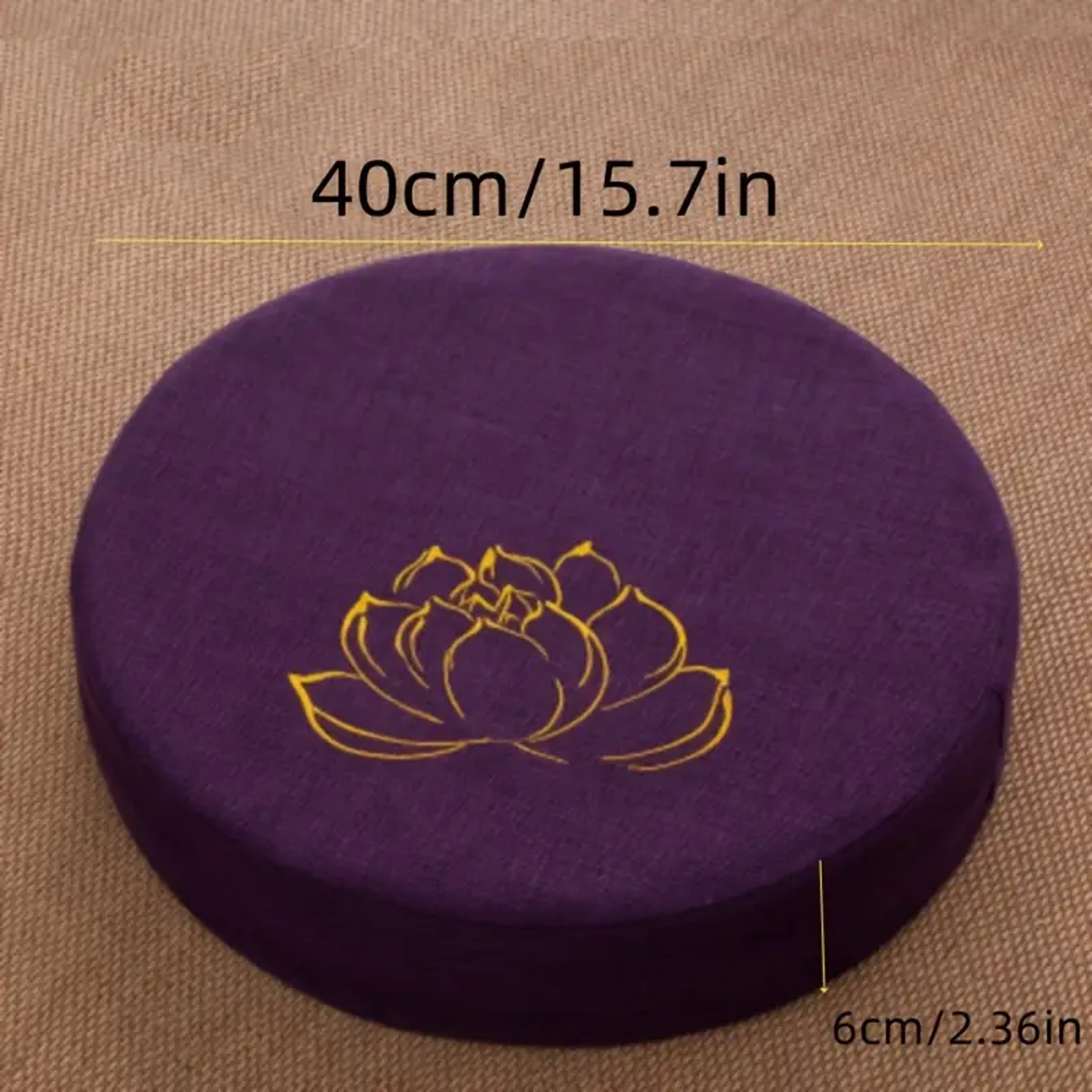 Round Yoga Meditation Cushion with Removable Washable Cover and Cotton Filling – view 6
