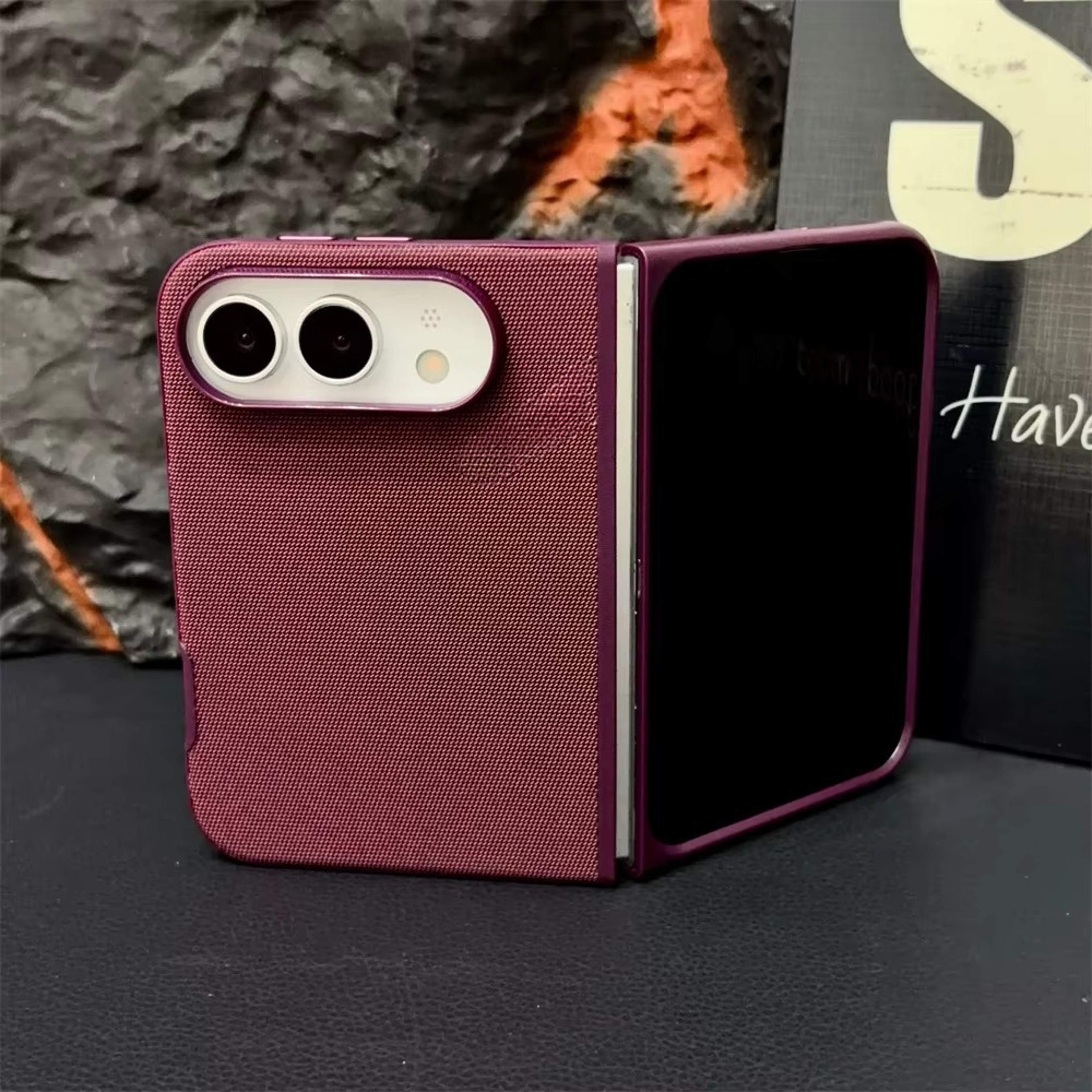 Woven Texture Magnetic Fold Case for iPhone Duo 18 Fold with MagSafe Compatibility – view 1