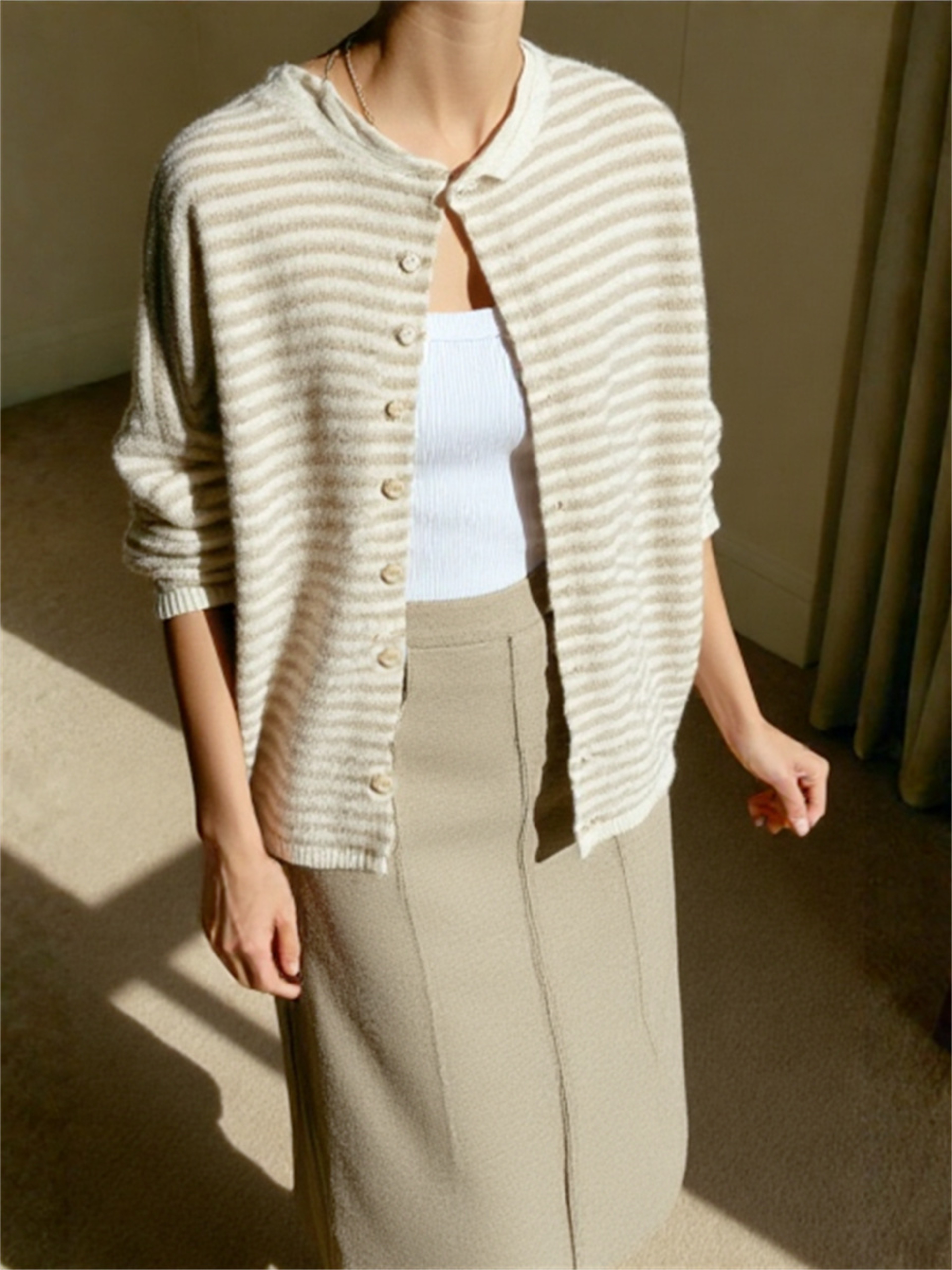 Womens Button Down Knit Cardigan Sweater with Long Sleeves – view 1