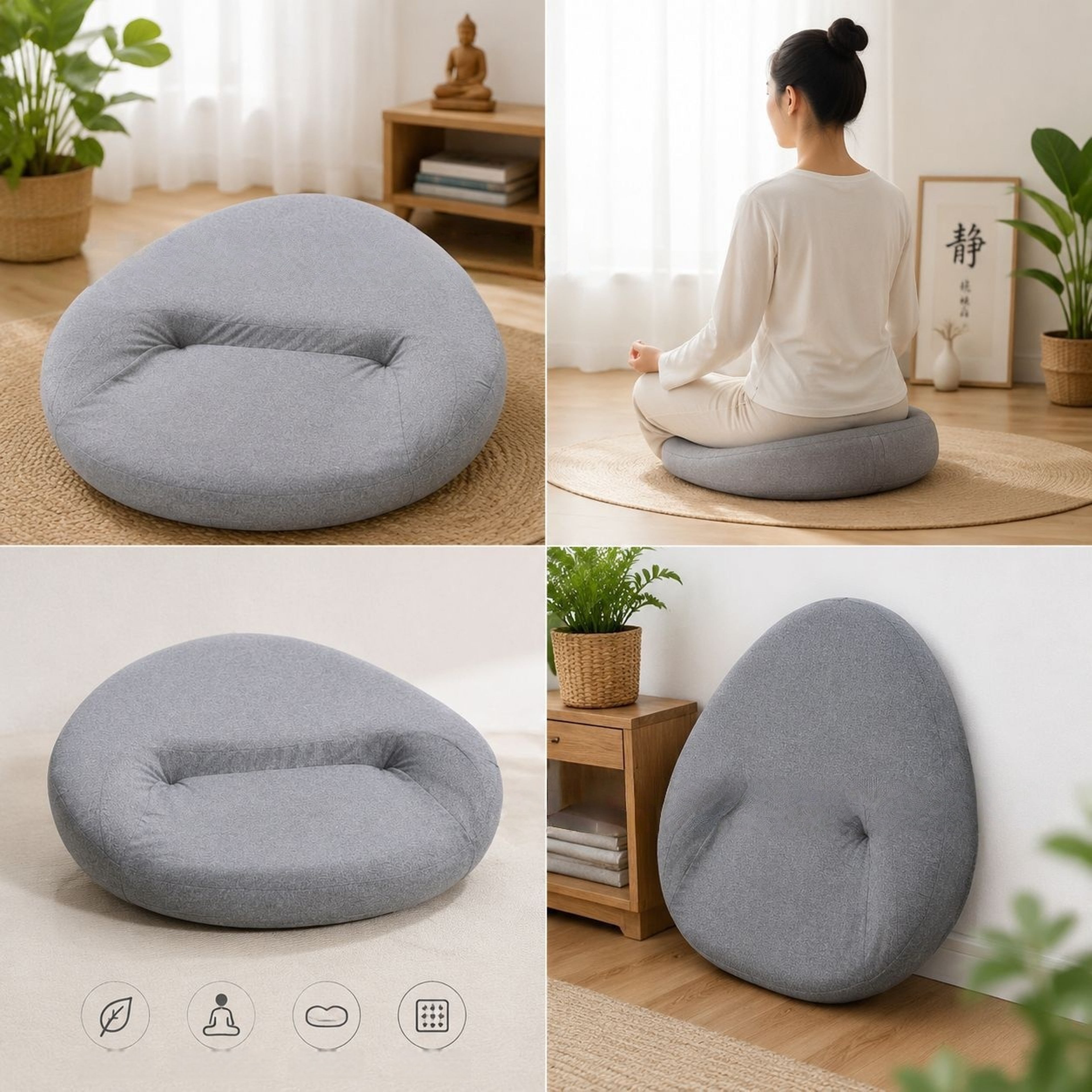 Ergonomic Meditation Cushion for Cross-Legged Yoga and Kneeling Support – view 6
