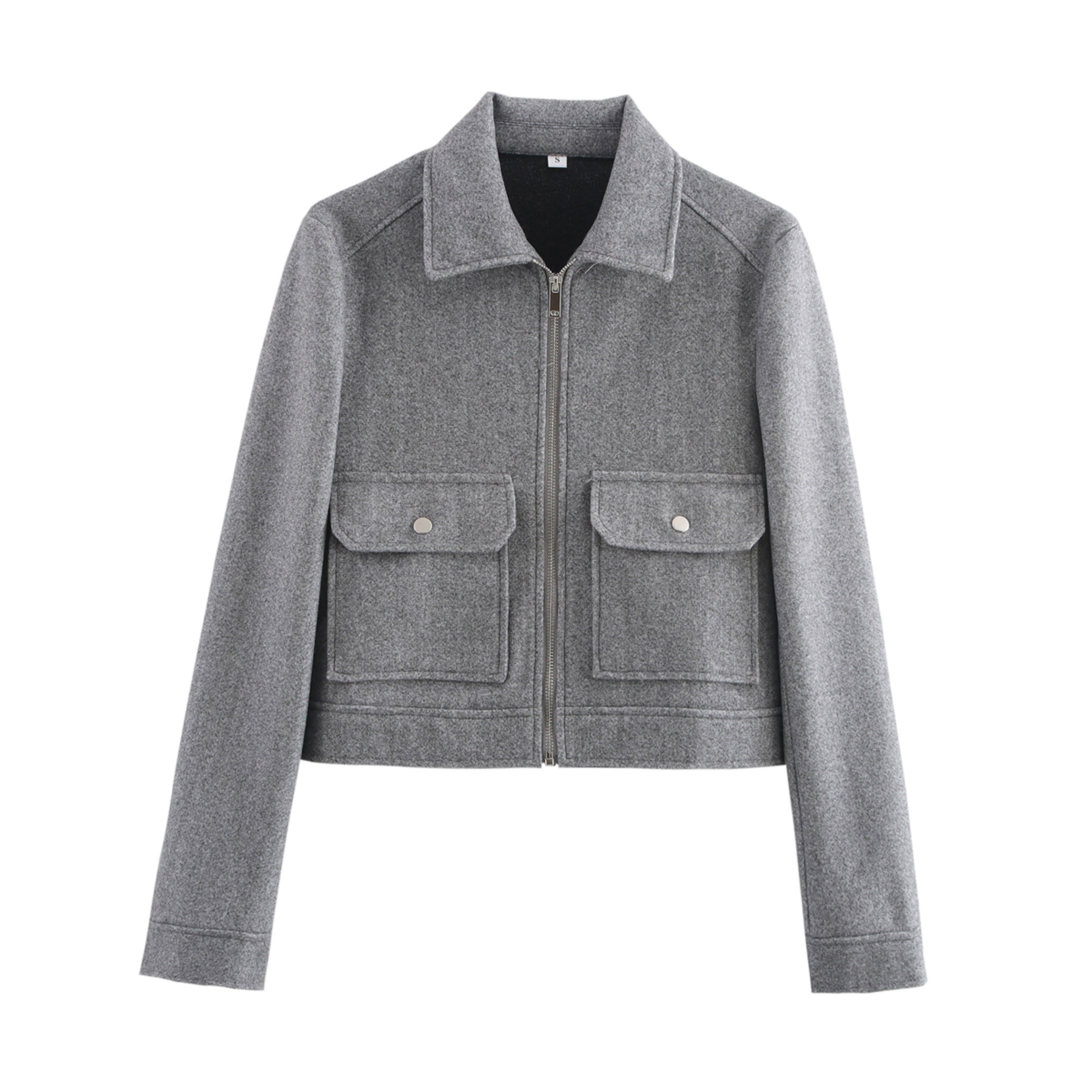 Womens Zipper Jacket With Pockets And TurnDown Collar Casual Long Sleeve Outerwear 9