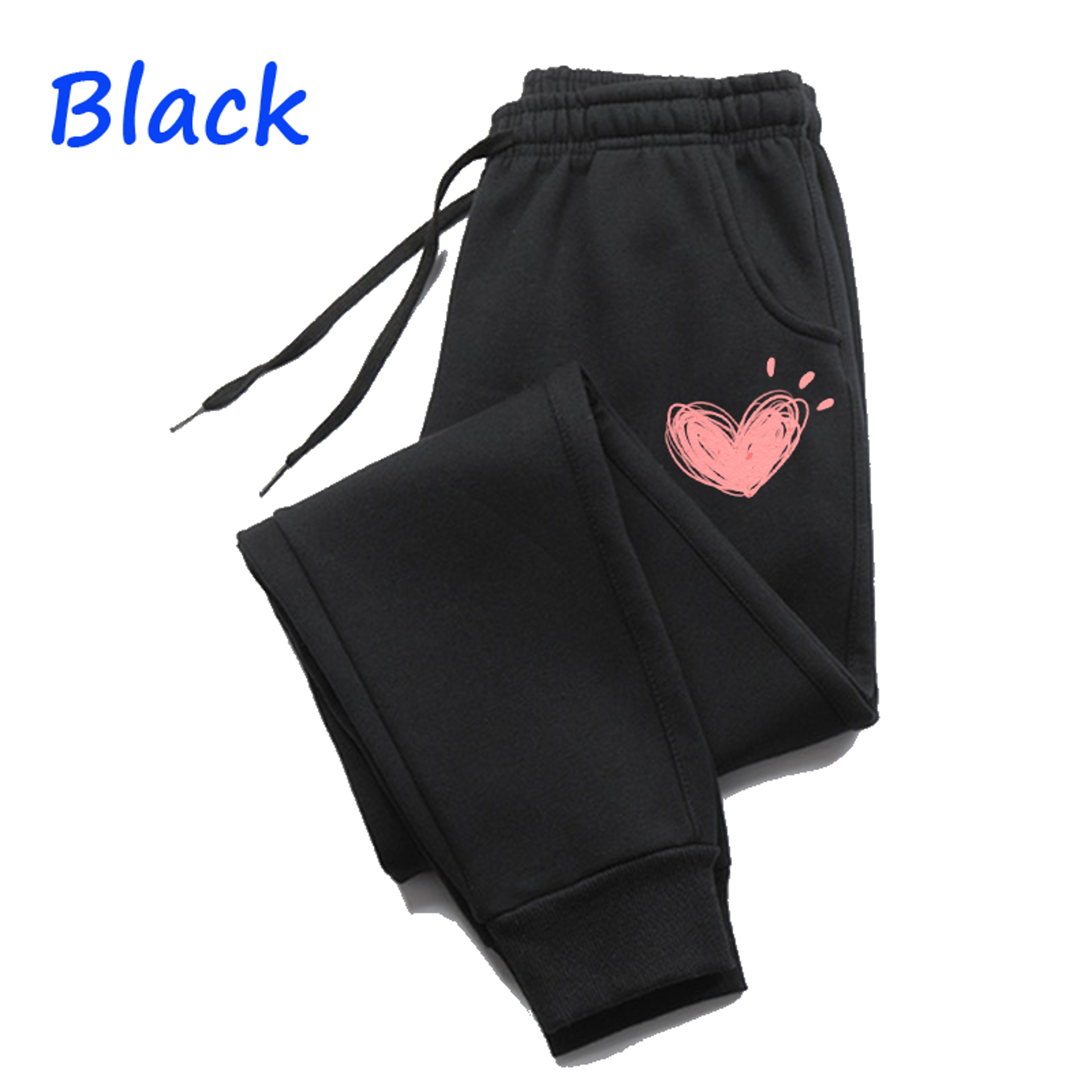 Womens Heart Print Fleece Sweatpants Slim Fit Casual Jogger Pants – view 8