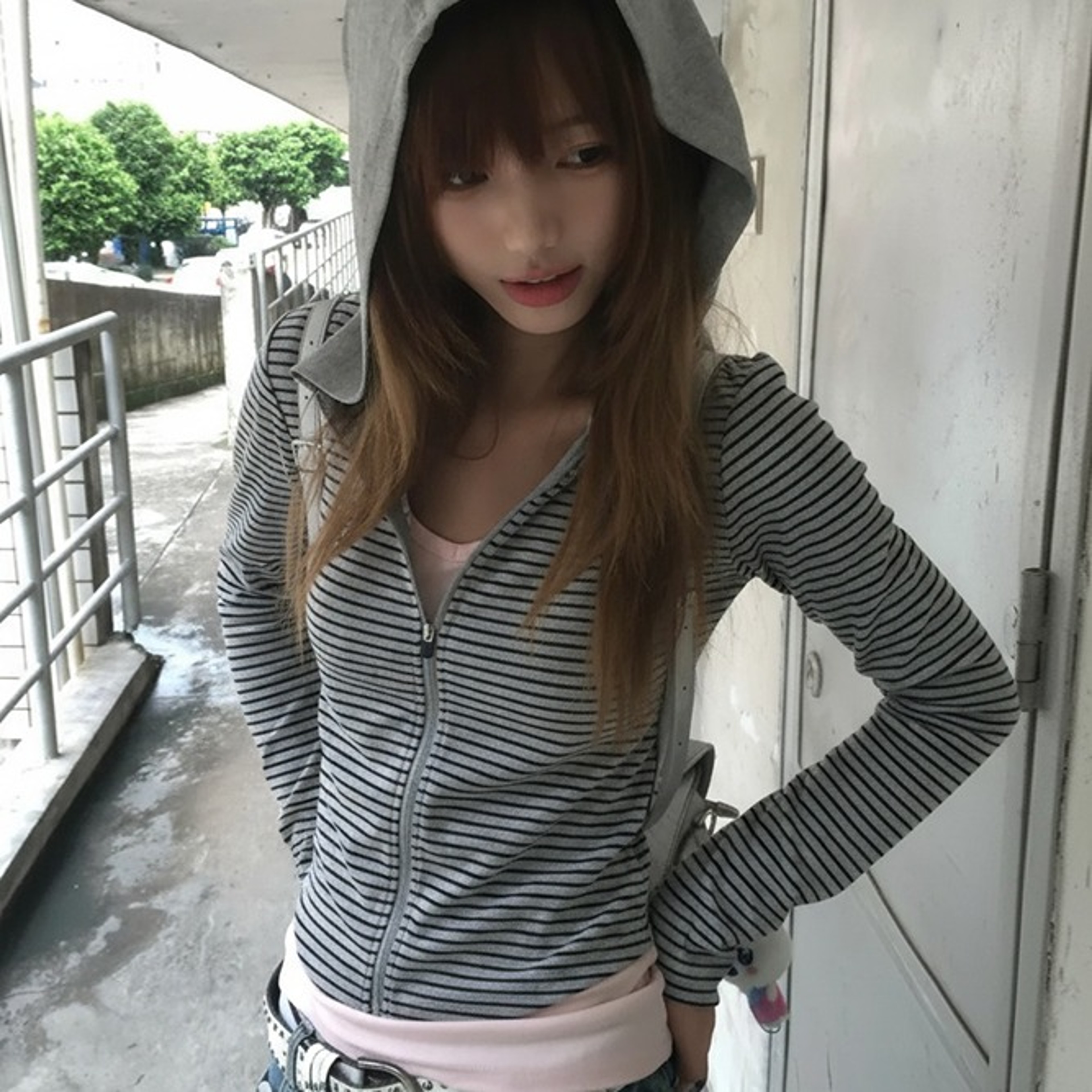 Womens Striped ZipUp Hoodie Long Sleeve Streetwear Sweatshirtjpg