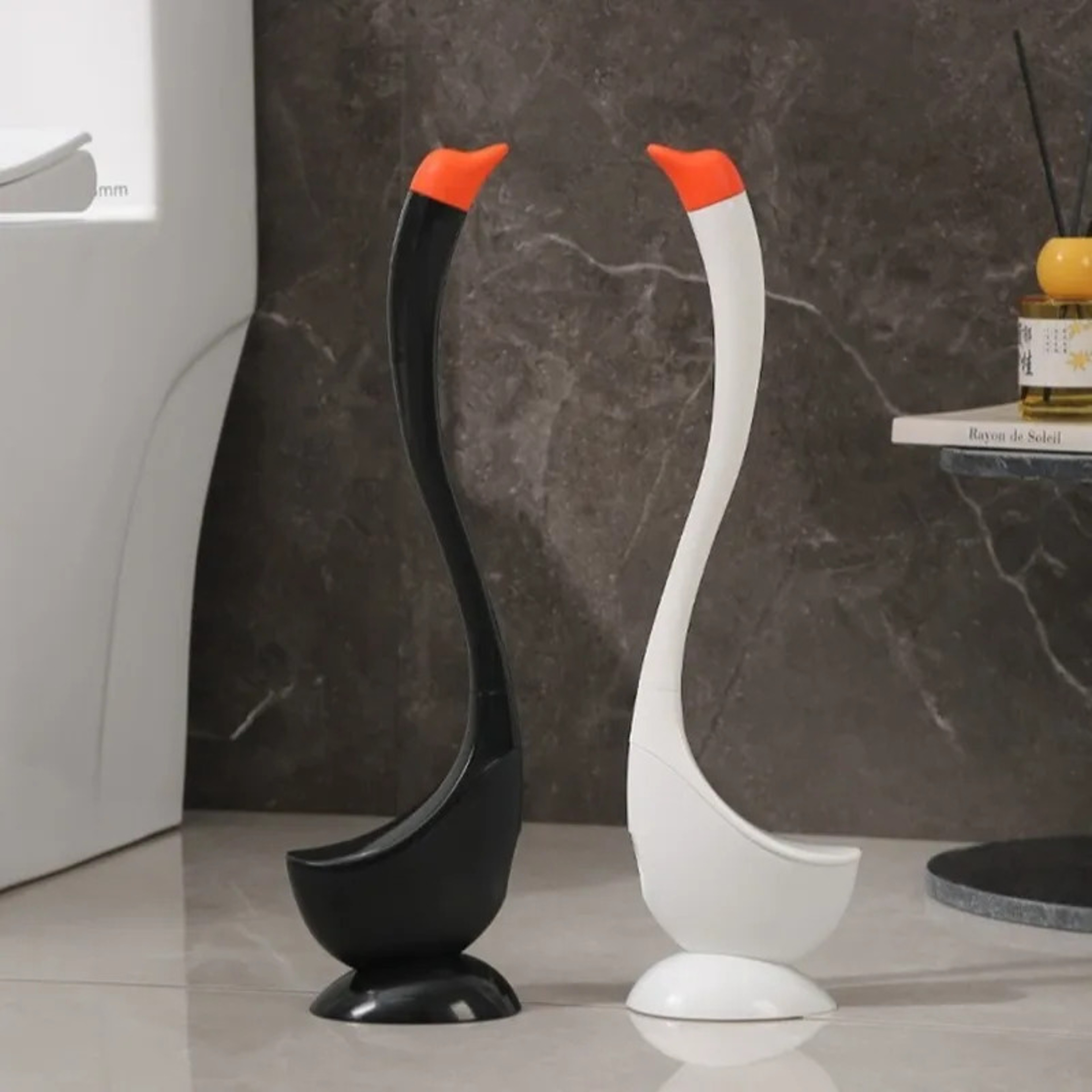 Swan Shaped Toilet Brush Set with Long Handle and Holder – view 3