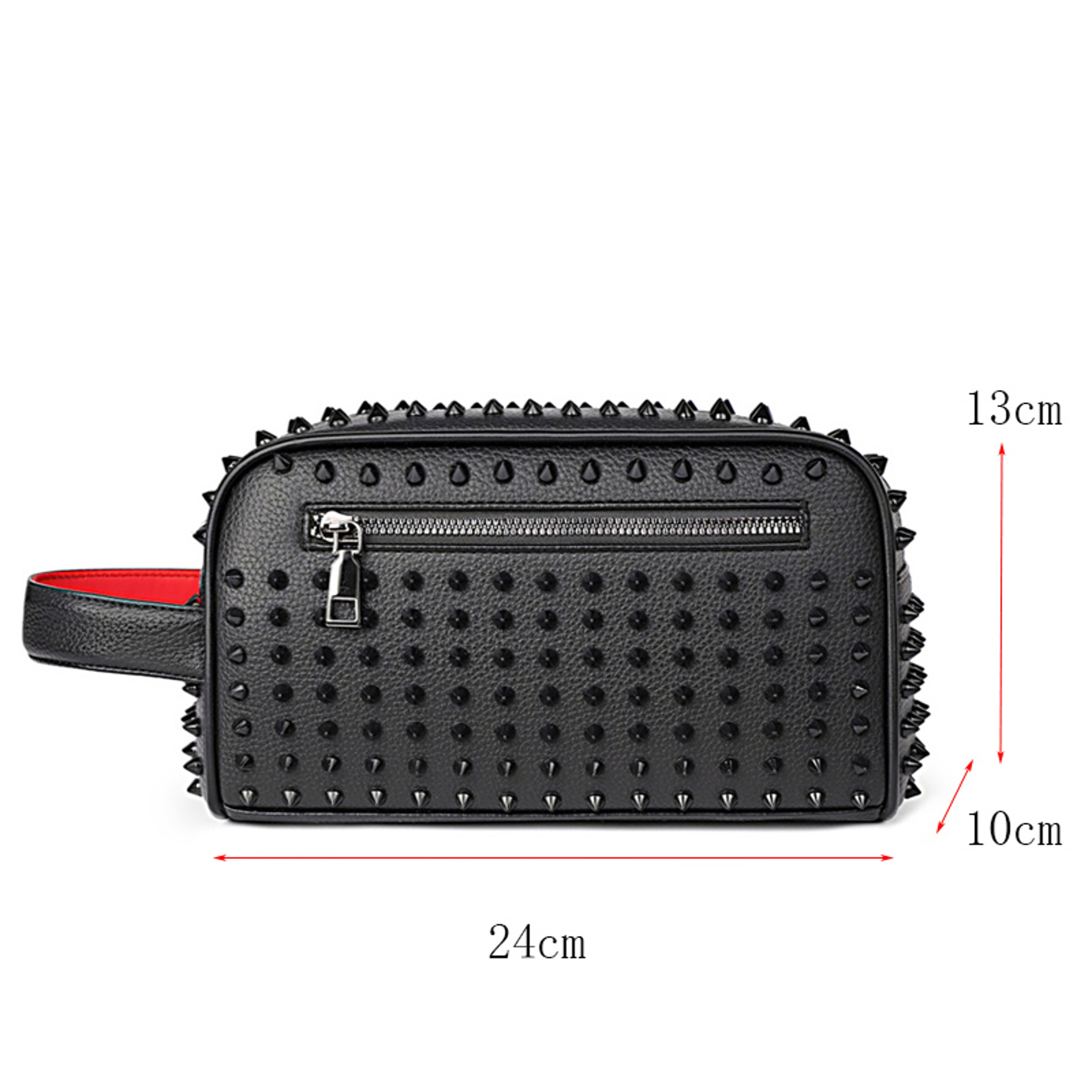 Mens Cyberpunk PU Leather Clutch Bag With Rivet Design And Waist Strap 5