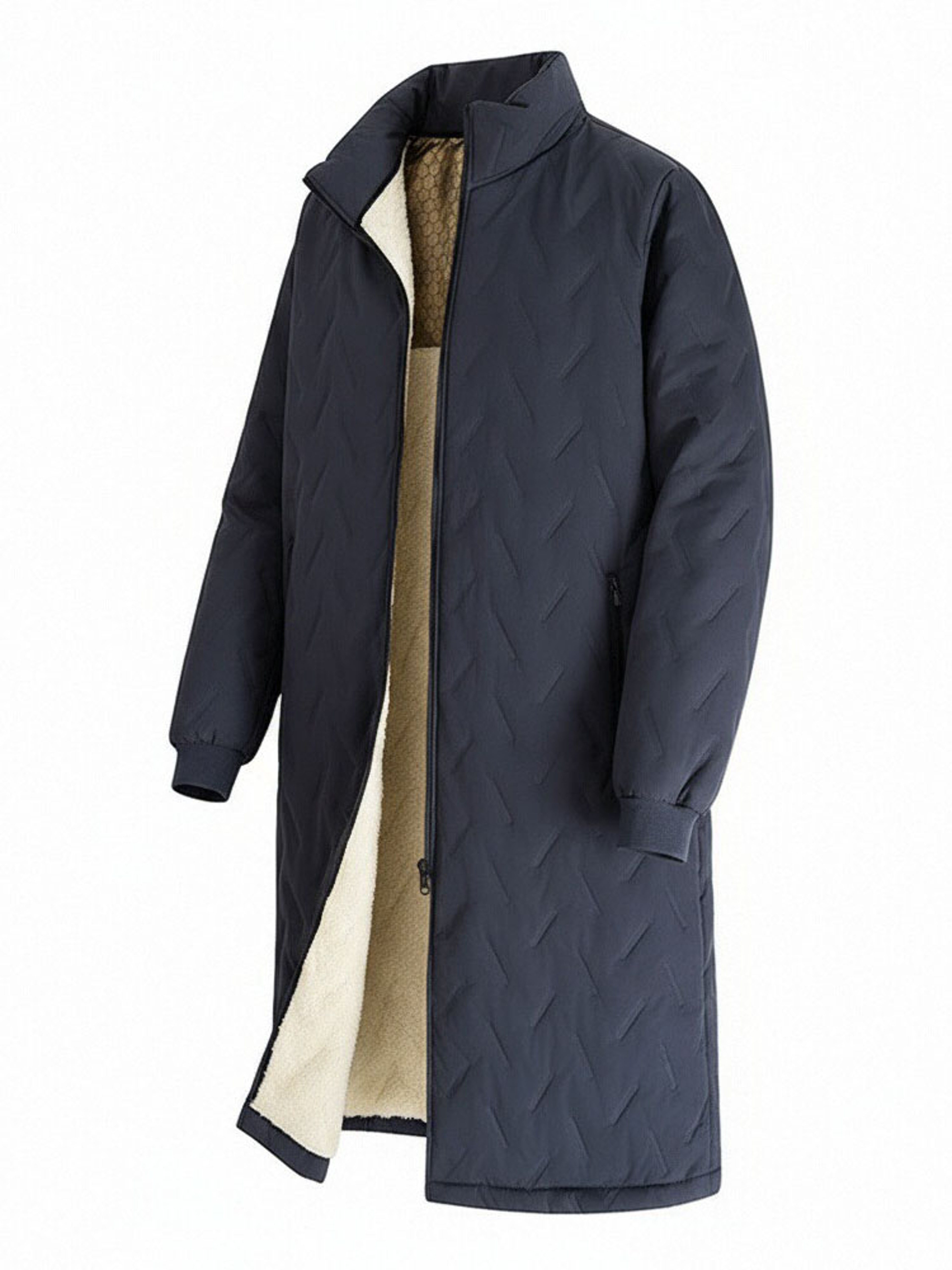 Mens Mid-Length Winter Jacket with Fleece Lining and Quilted Padding – view 8