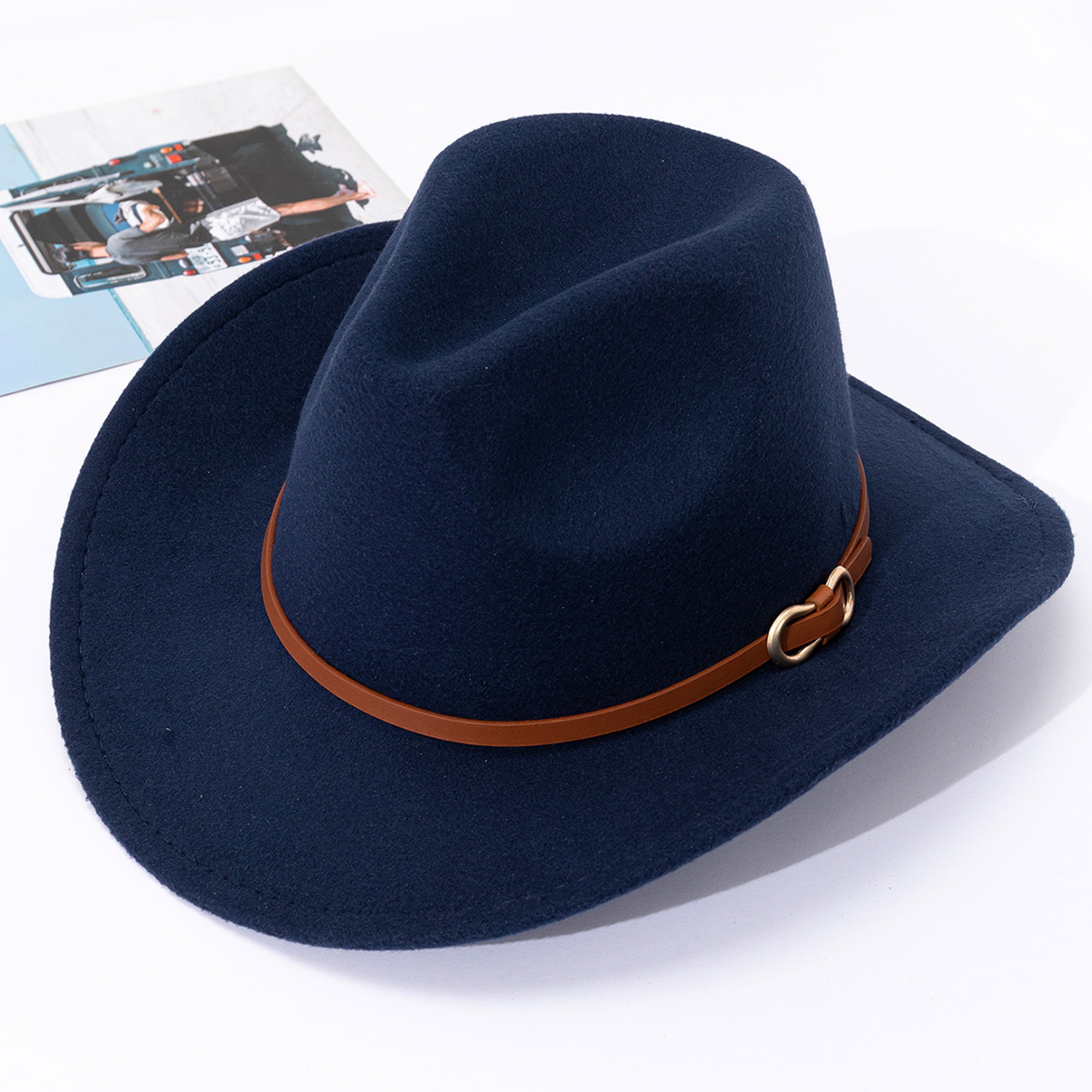 Unisex British Style Fedora Hat with Flat Brim and Soft Felt Finish – view 16