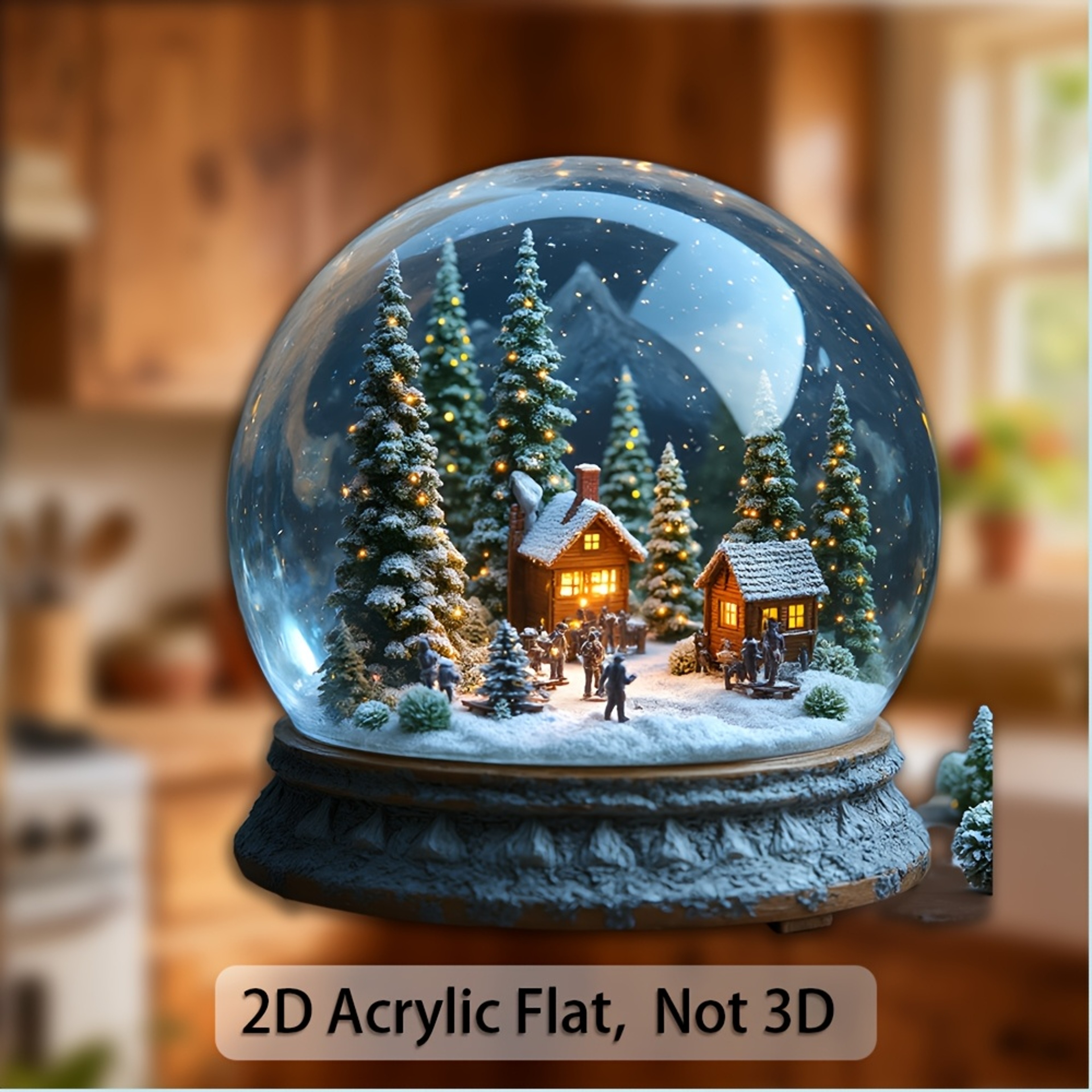 Winter Village Snow Globe Fridge Magnet with Starry Night Design – view 1