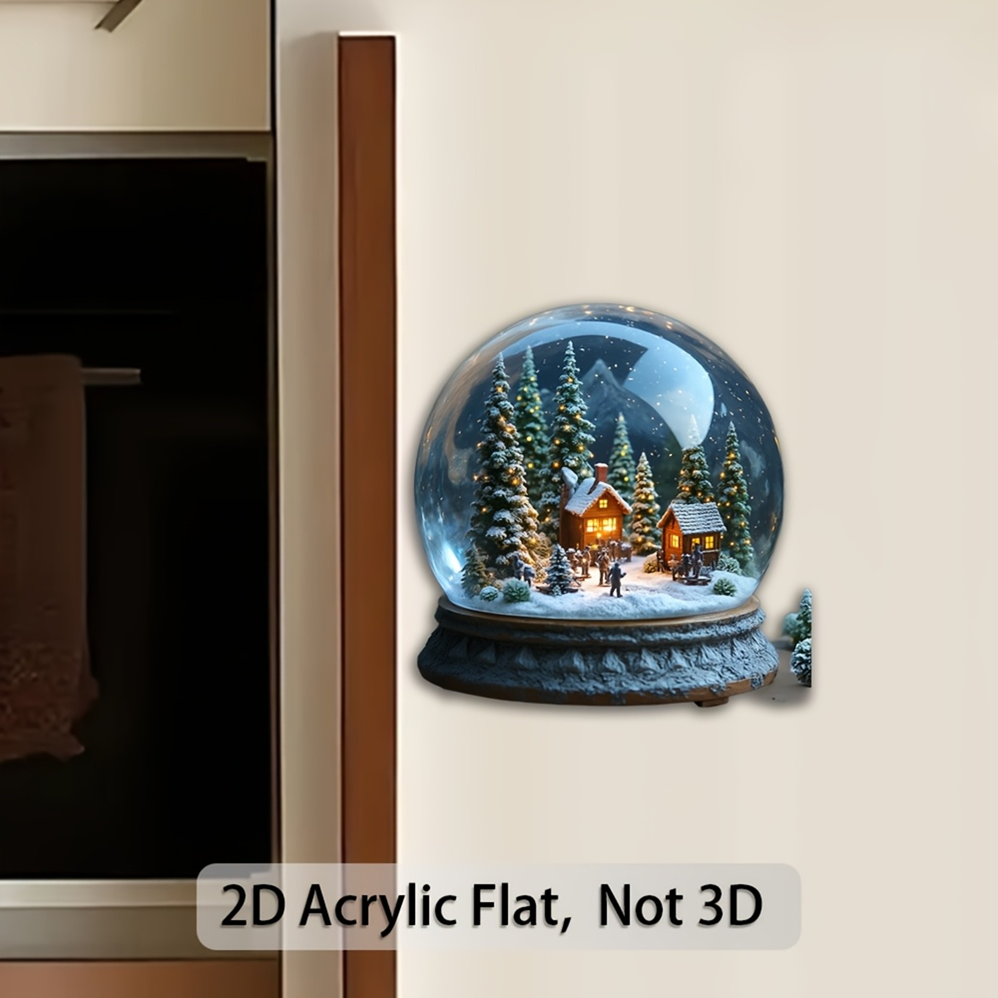 Winter Village Snow Globe Fridge Magnet with Starry Night Design – view 3