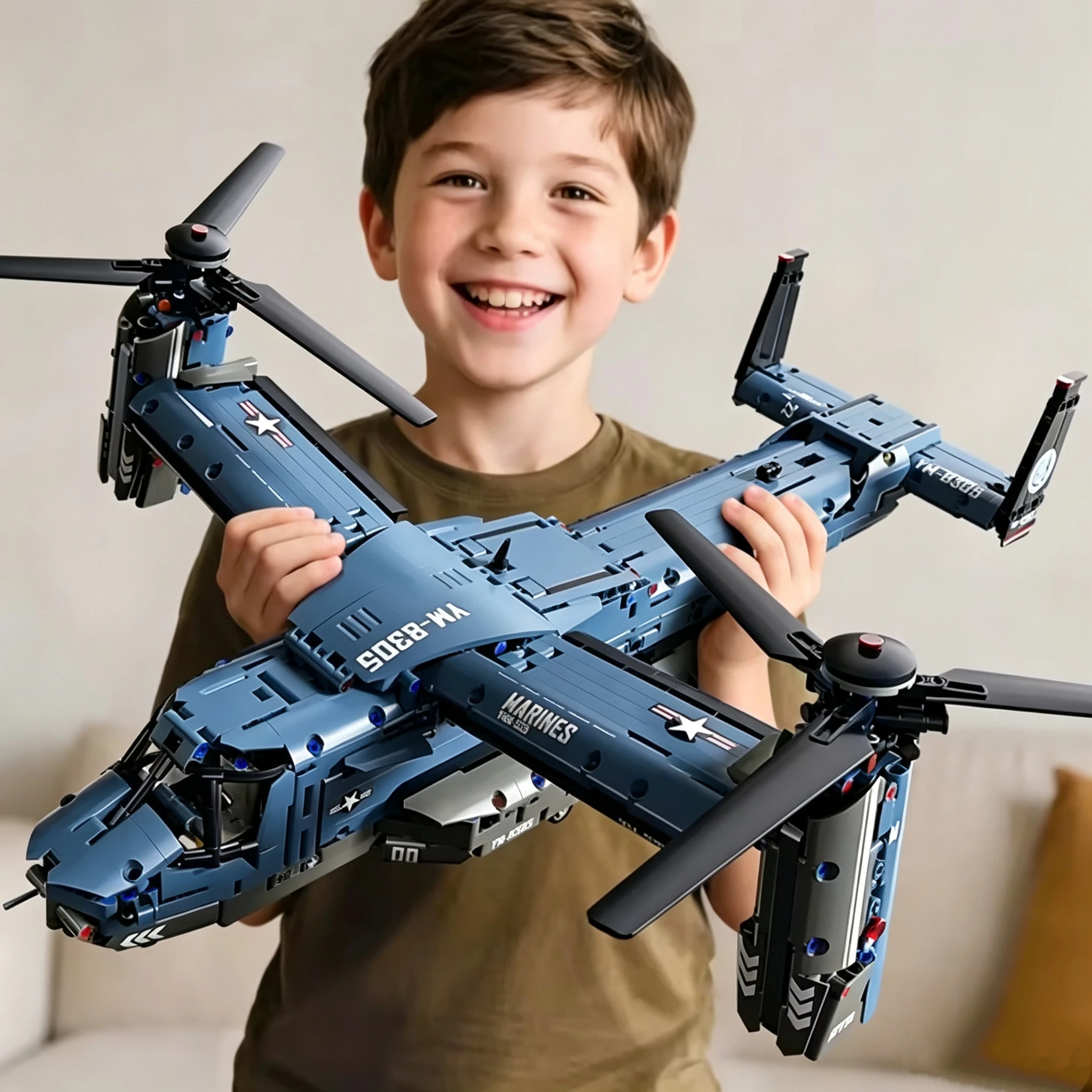 Osprey Military Aircraft Building Block Set With Rotating Propellers 0