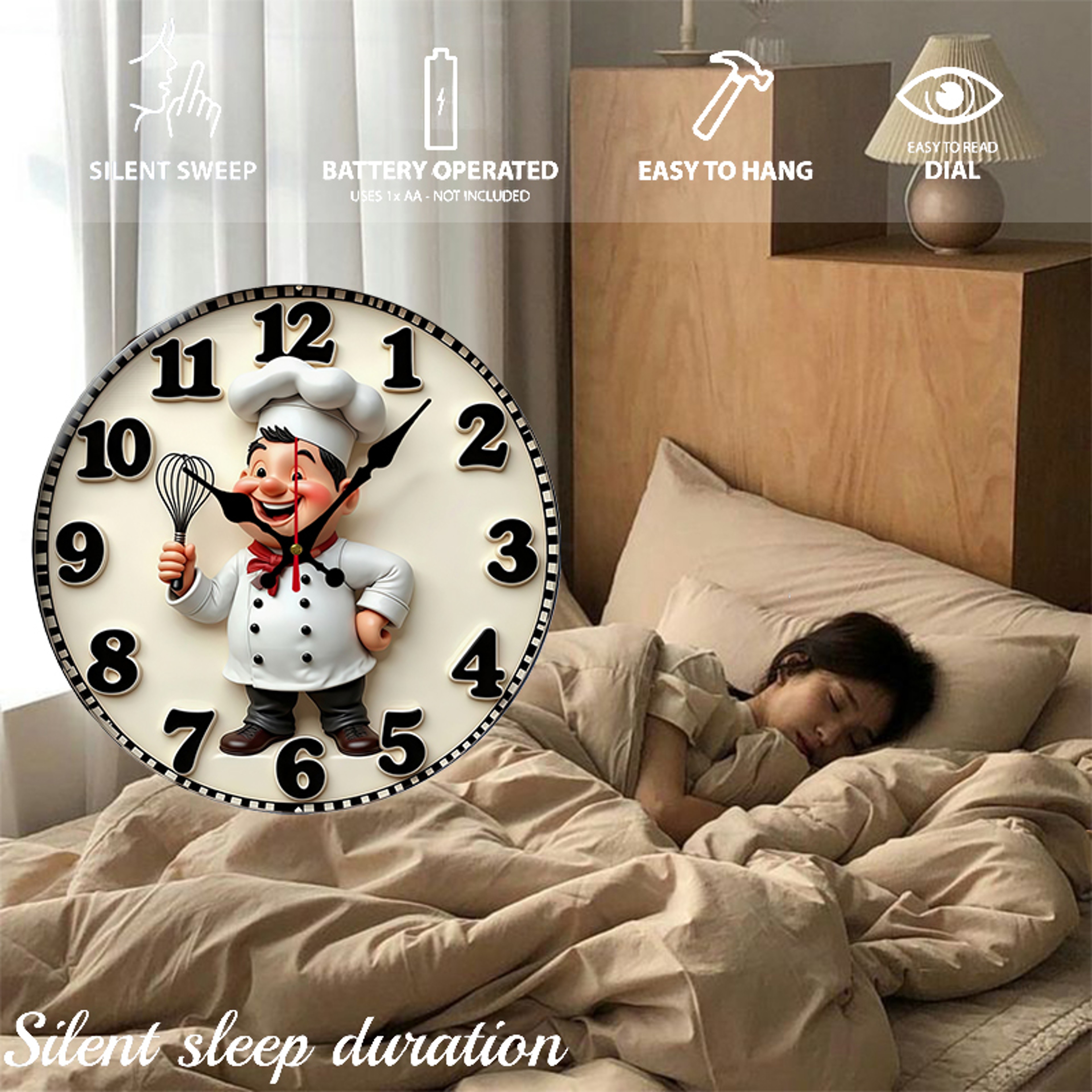 Silent Wooden Round Wall Clock for Kitchen and Home Decor – view 4