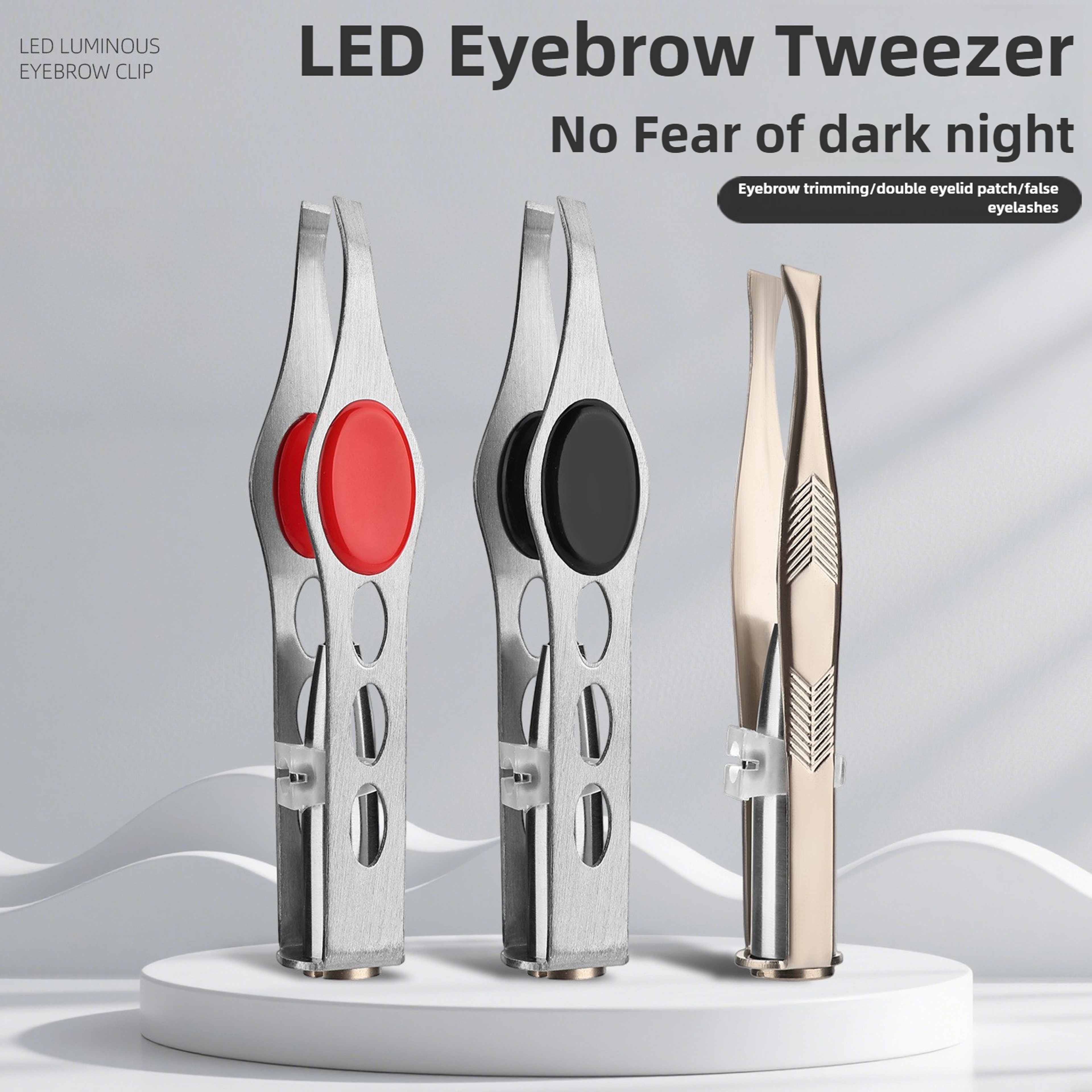 LED Light Precision Tweezers With Slanted Stainless Steel Tip 1