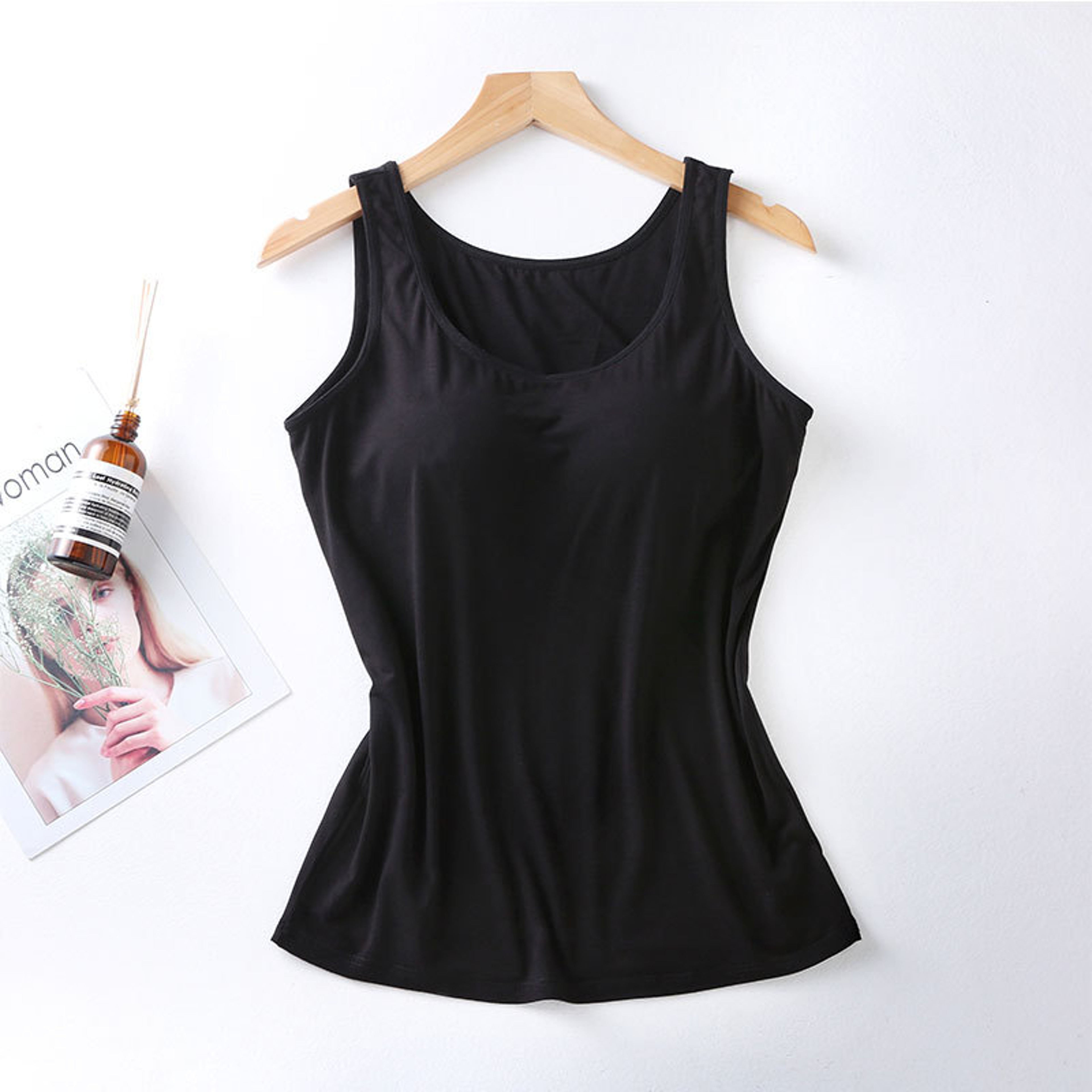 Womens Built-In Bra Tank Top with Padded Slim Fit Camisole Design – view 2
