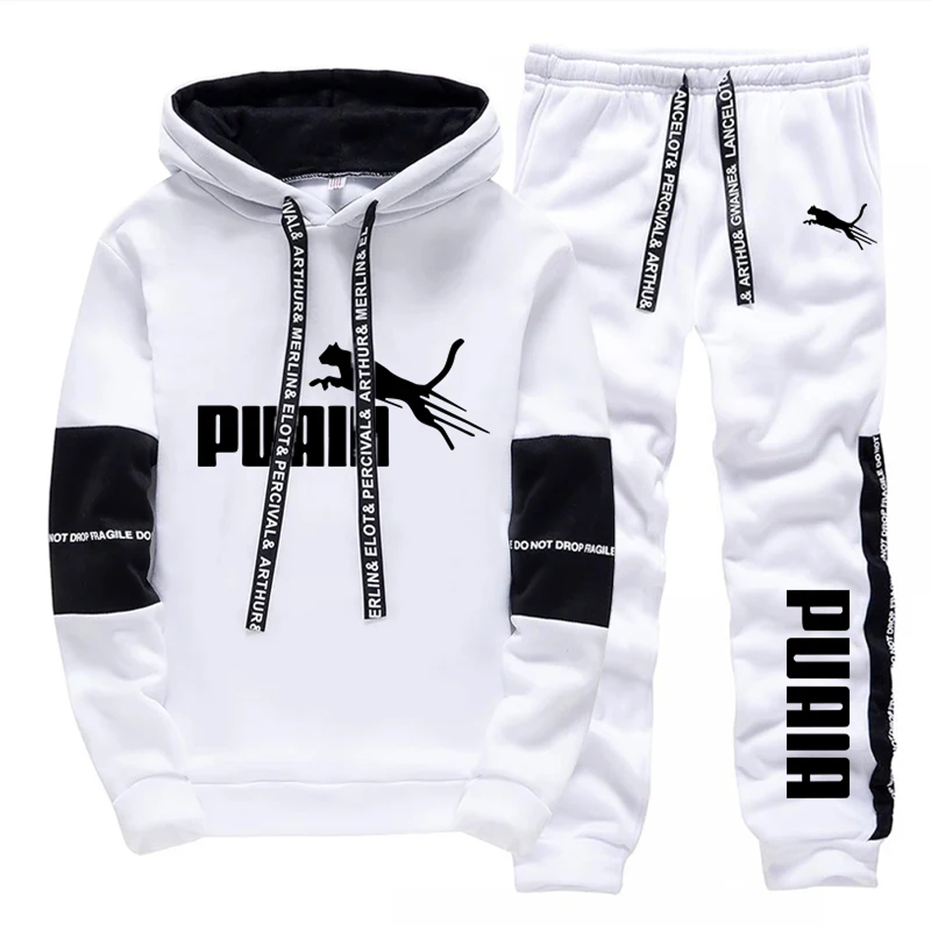 Mens Two Piece Hoodie And Sweatpants Set Casual Pullover Jogging Suit 2