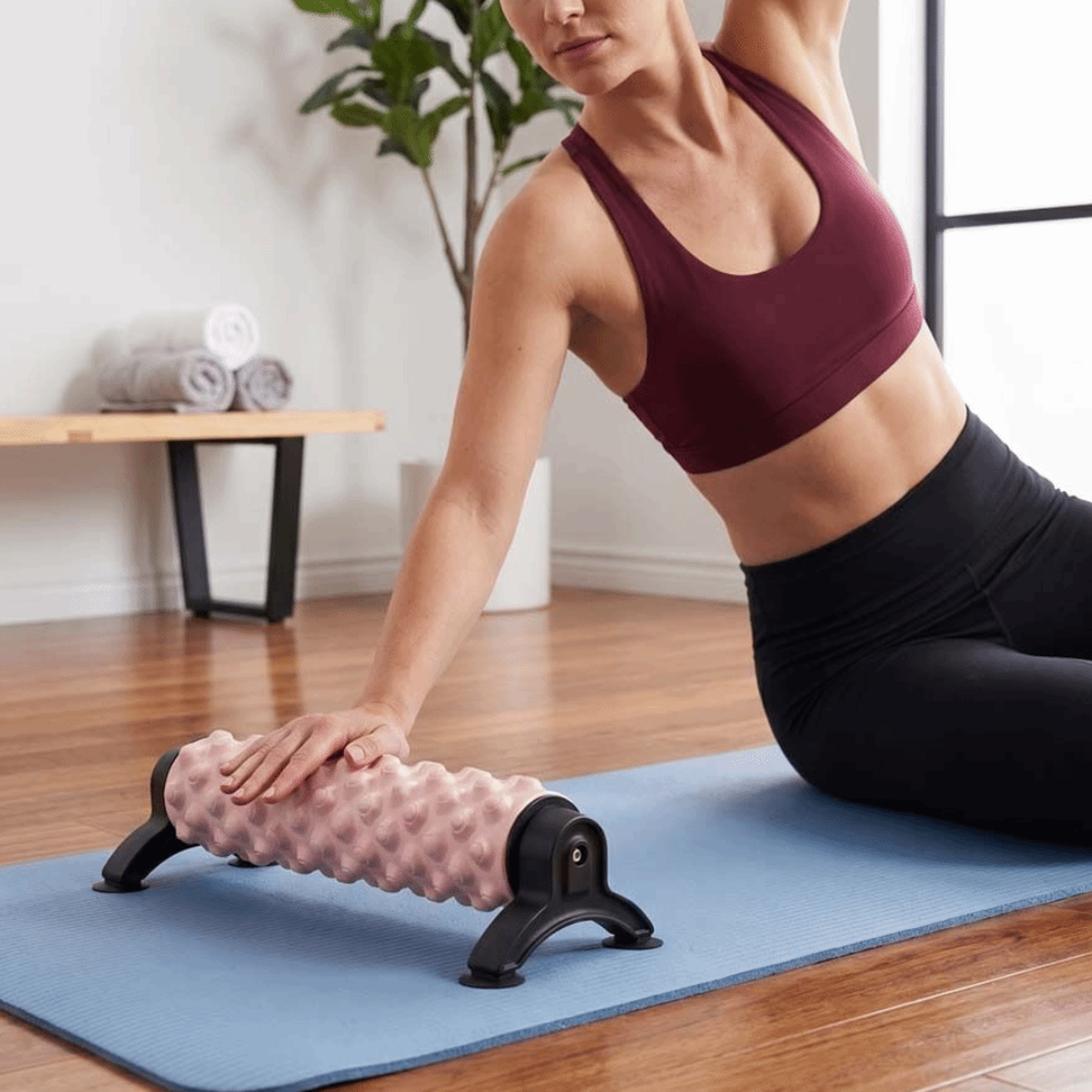 Non Slip Suction Base Foam Roller For Deep Tissue Massage Yoga  Muscle Recovery 0