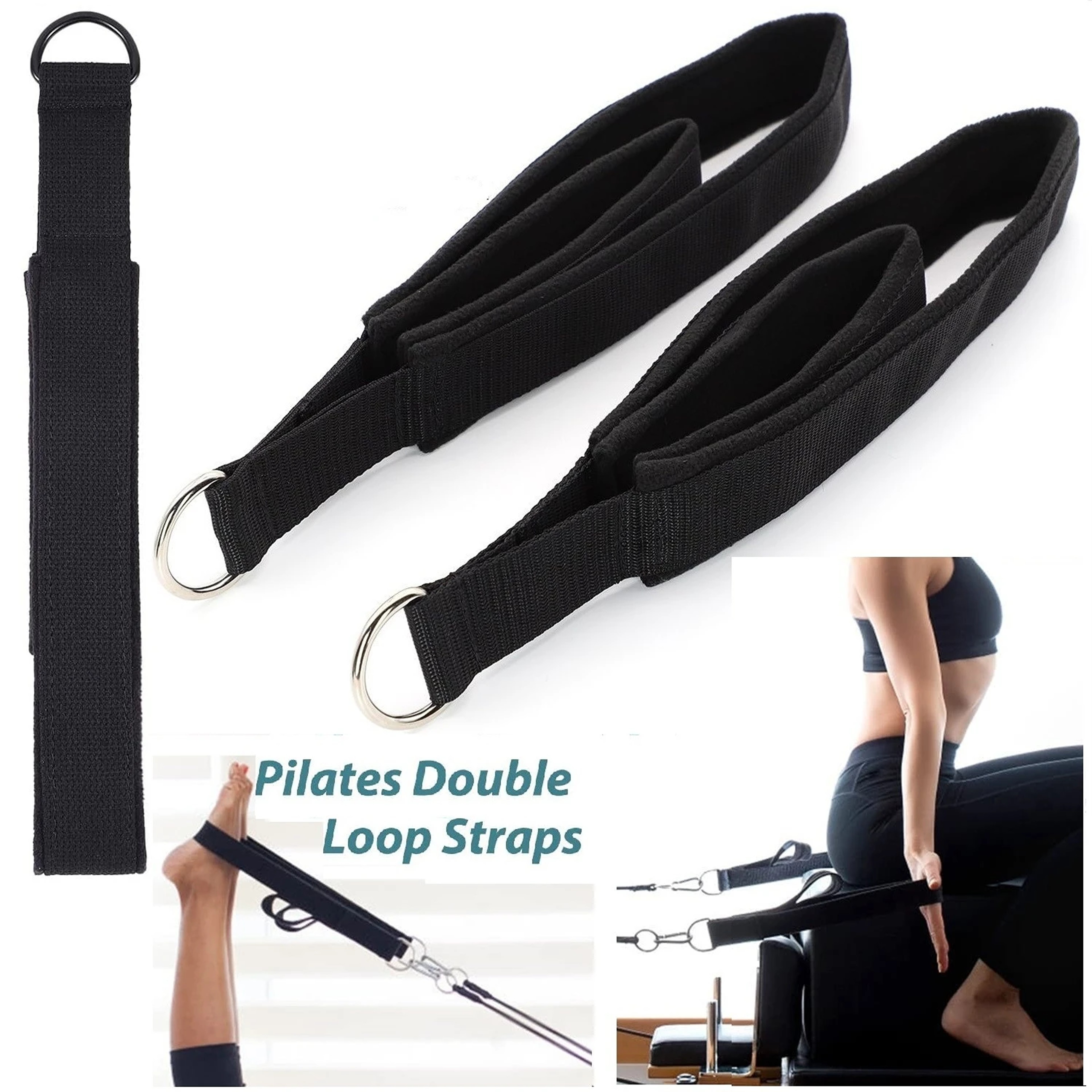 Pilates Resistance Band Double Ring Ankle Strap For Stretching Yoga  Home Workouts 5