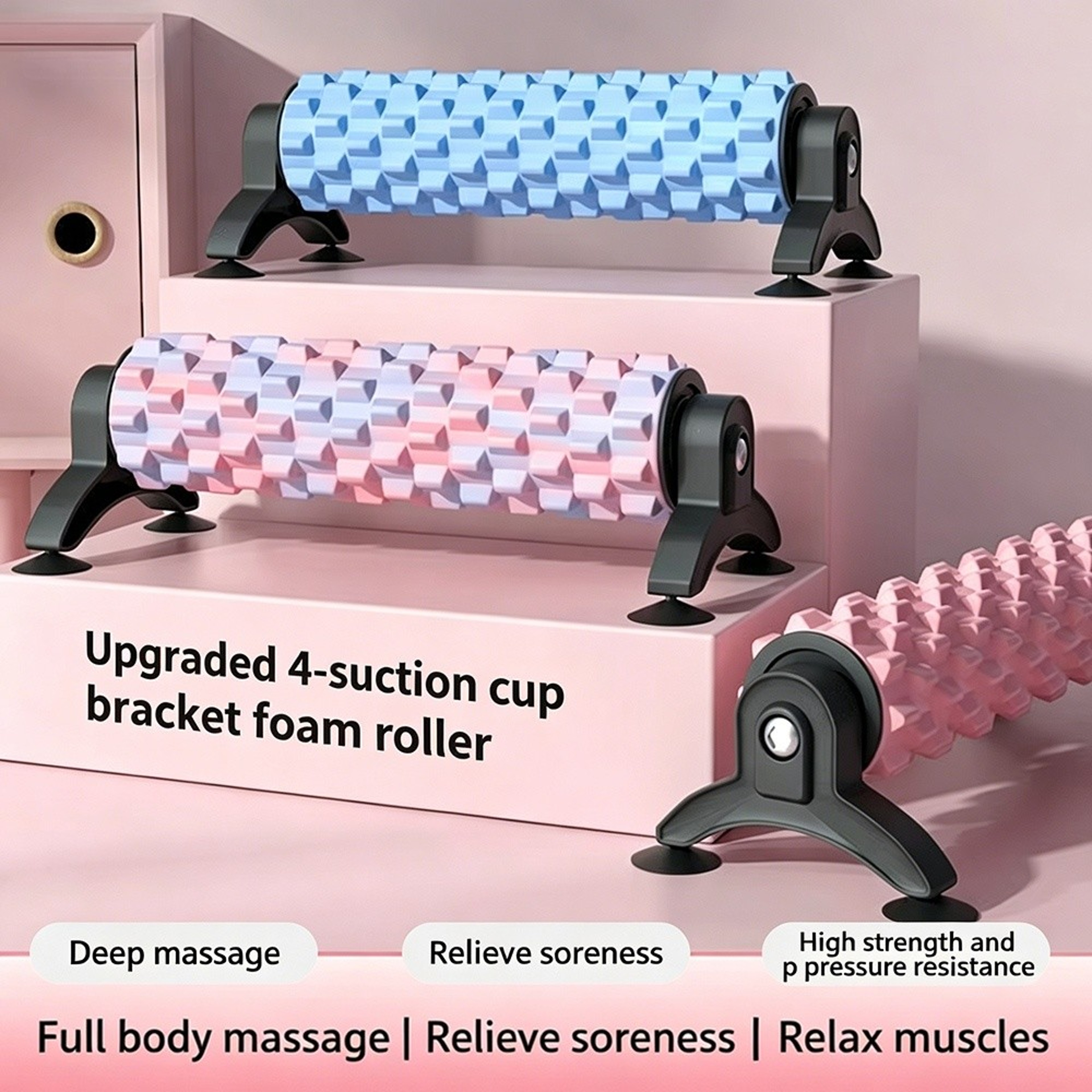 Deep Tissue Foam Roller For Muscle Recovery With Suction Cup Massage Grip 4