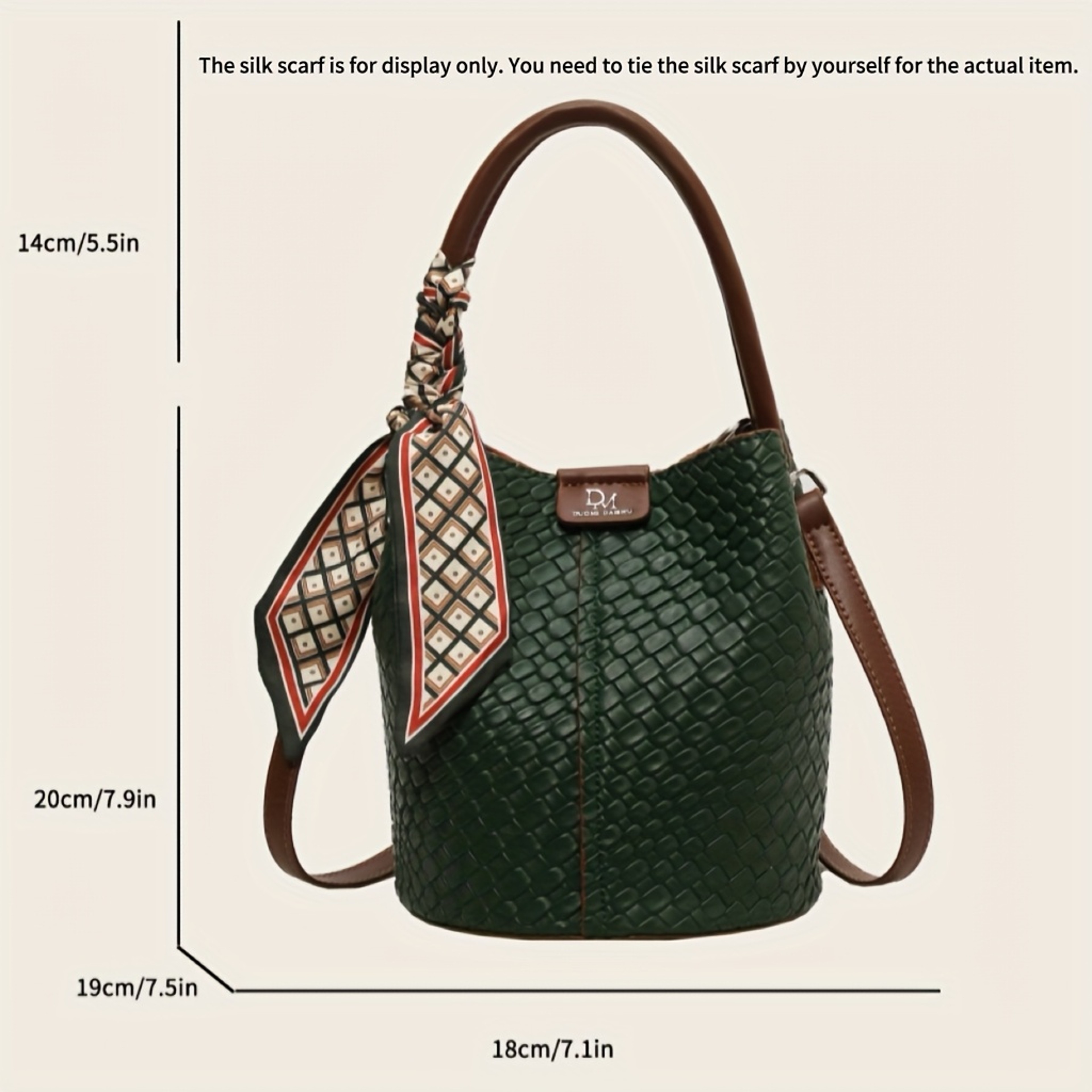 Elegant Woven Womens Bucket Bag Crossbody Shoulder Purse With Top Handle 5