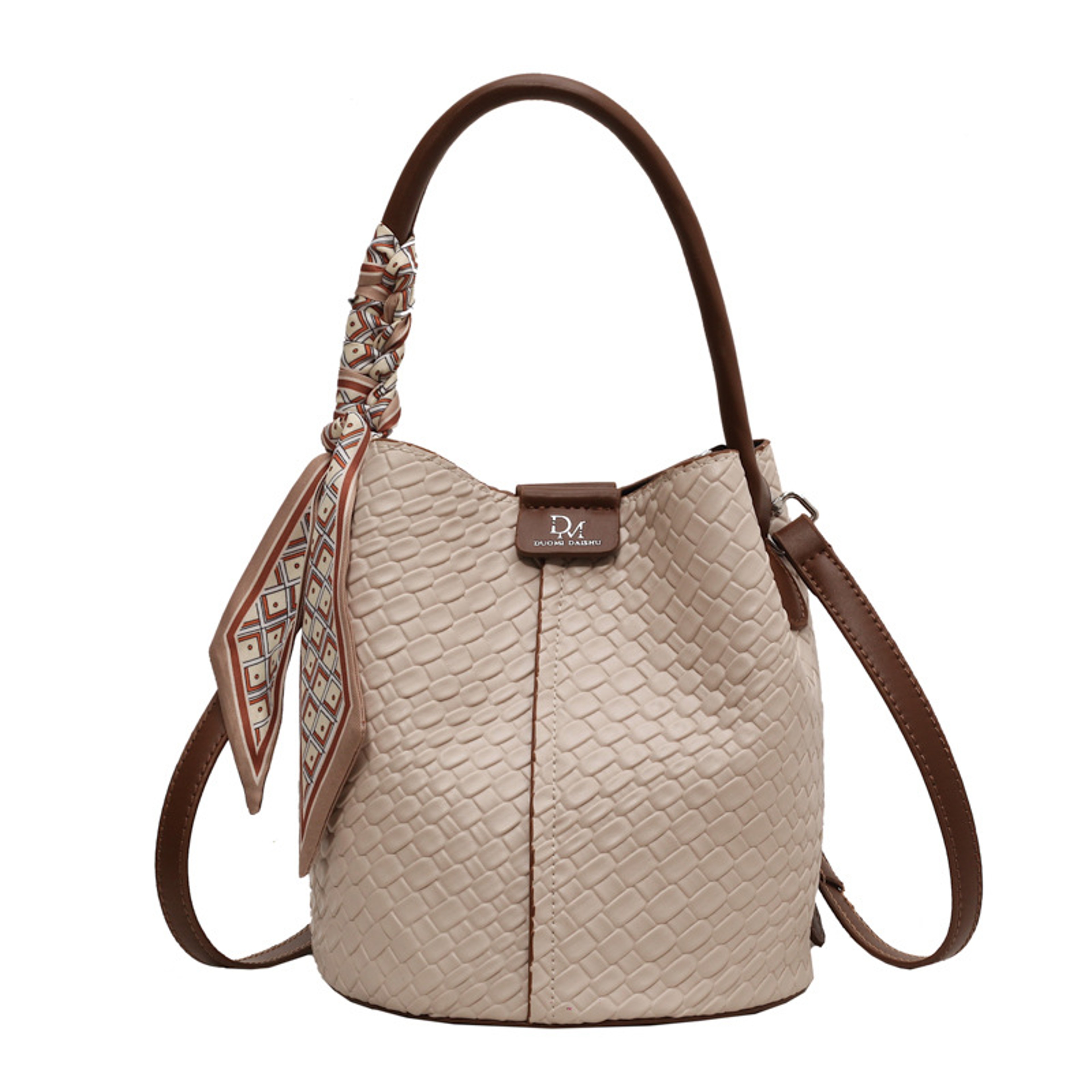 Elegant Woven Womens Bucket Bag Crossbody Shoulder Purse With Top Handle 2