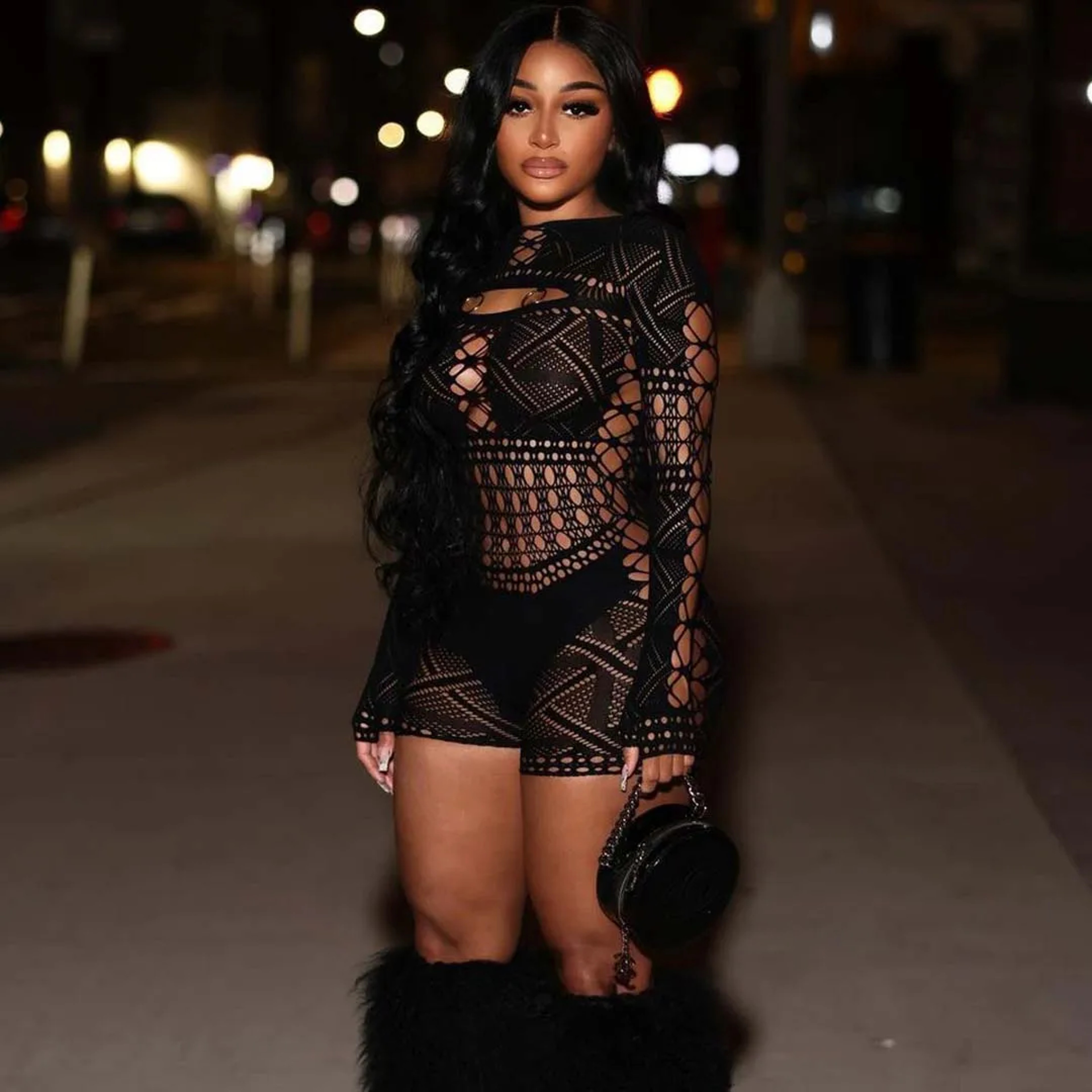 Sheer Mesh Jumpsuit Sexy Long Sleeve Clubwear Bodysuit Romper 7