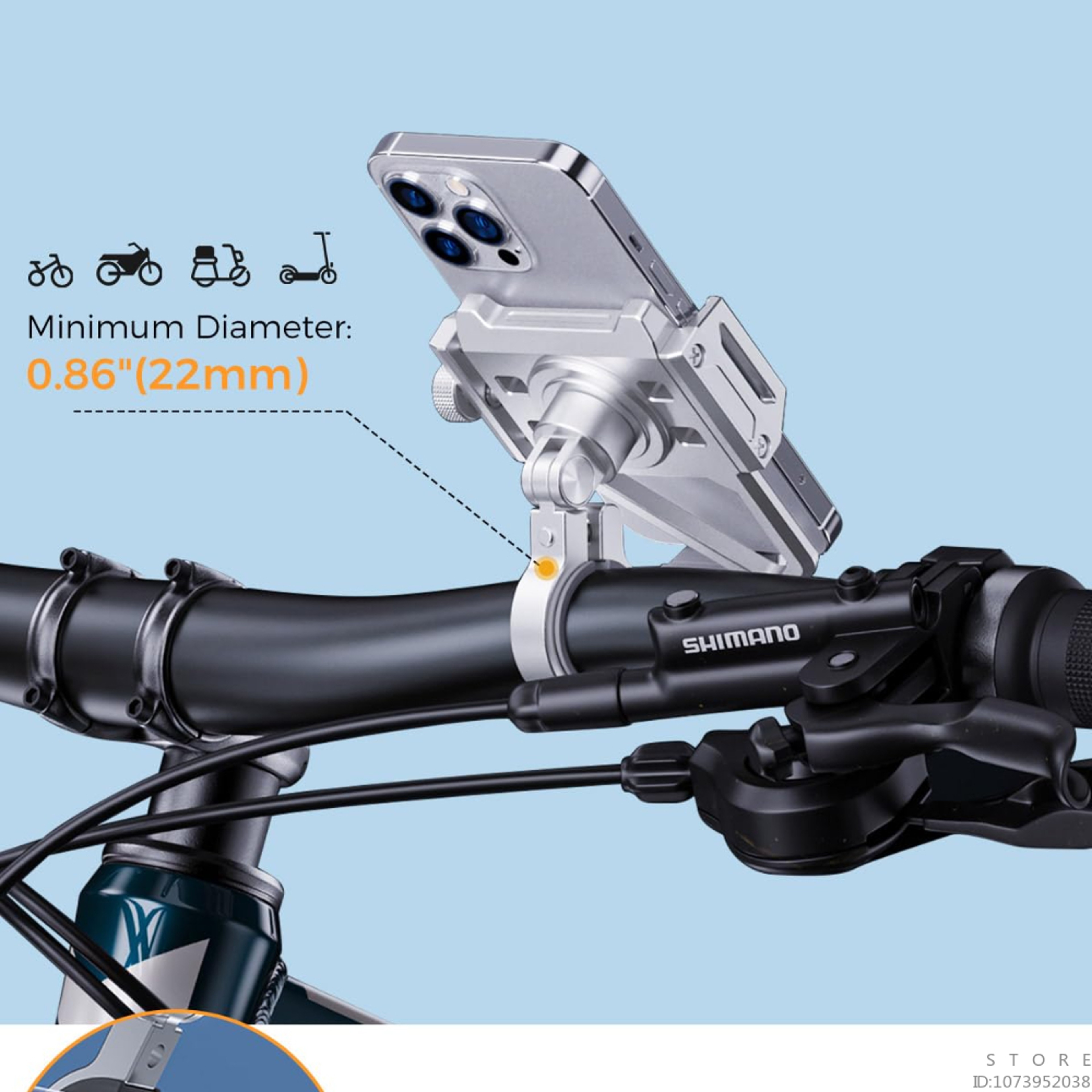 Aluminum Motorcycle Phone Mount For Bike Handlebars 6