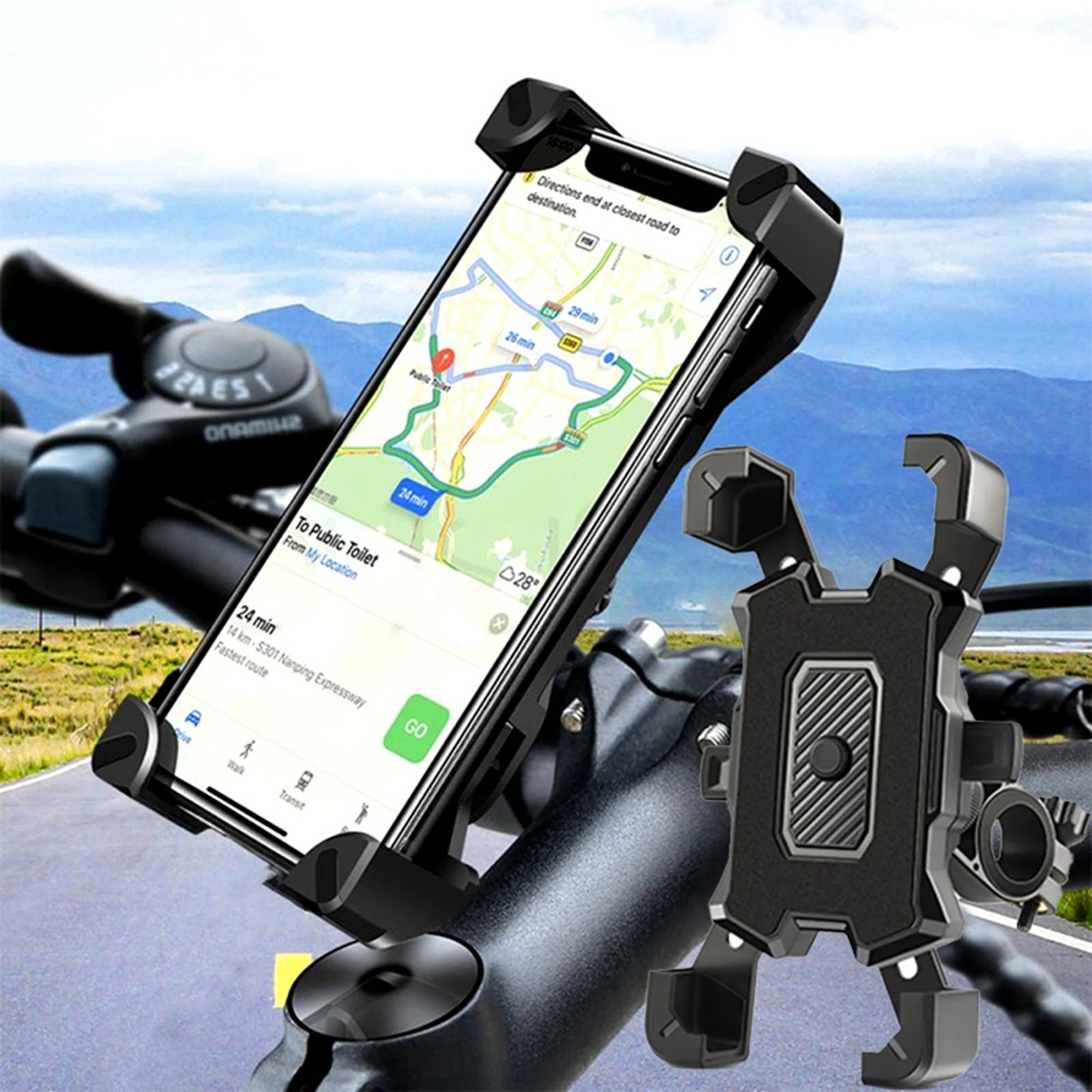 Rotating Bike Phone Holder Shockproof Bicycle Phone Mount For Motorcycle  GPS Navigation 0