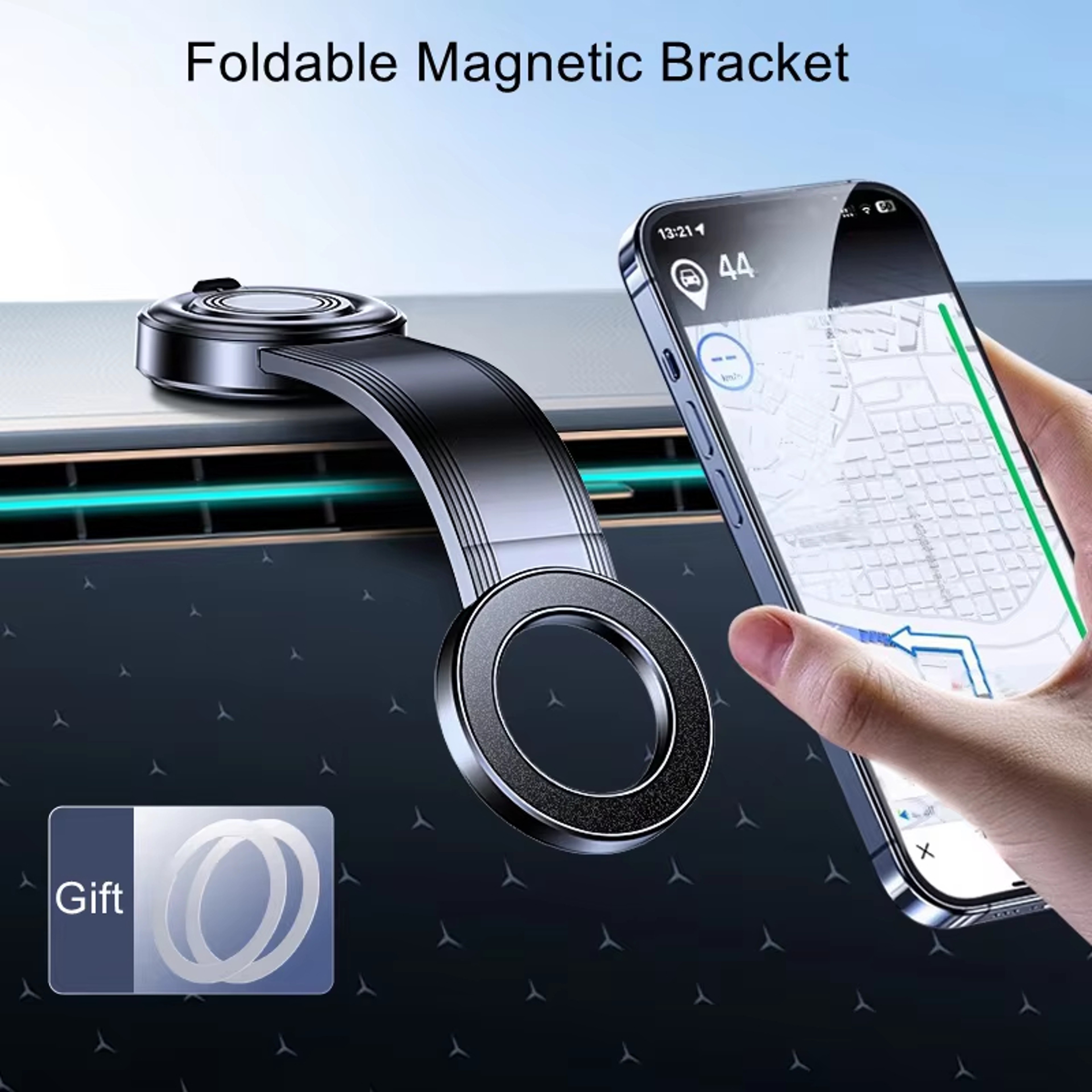 Magnetic Car Phone Mount With Bendable Arm  Adjustable Dashboard Holder 2