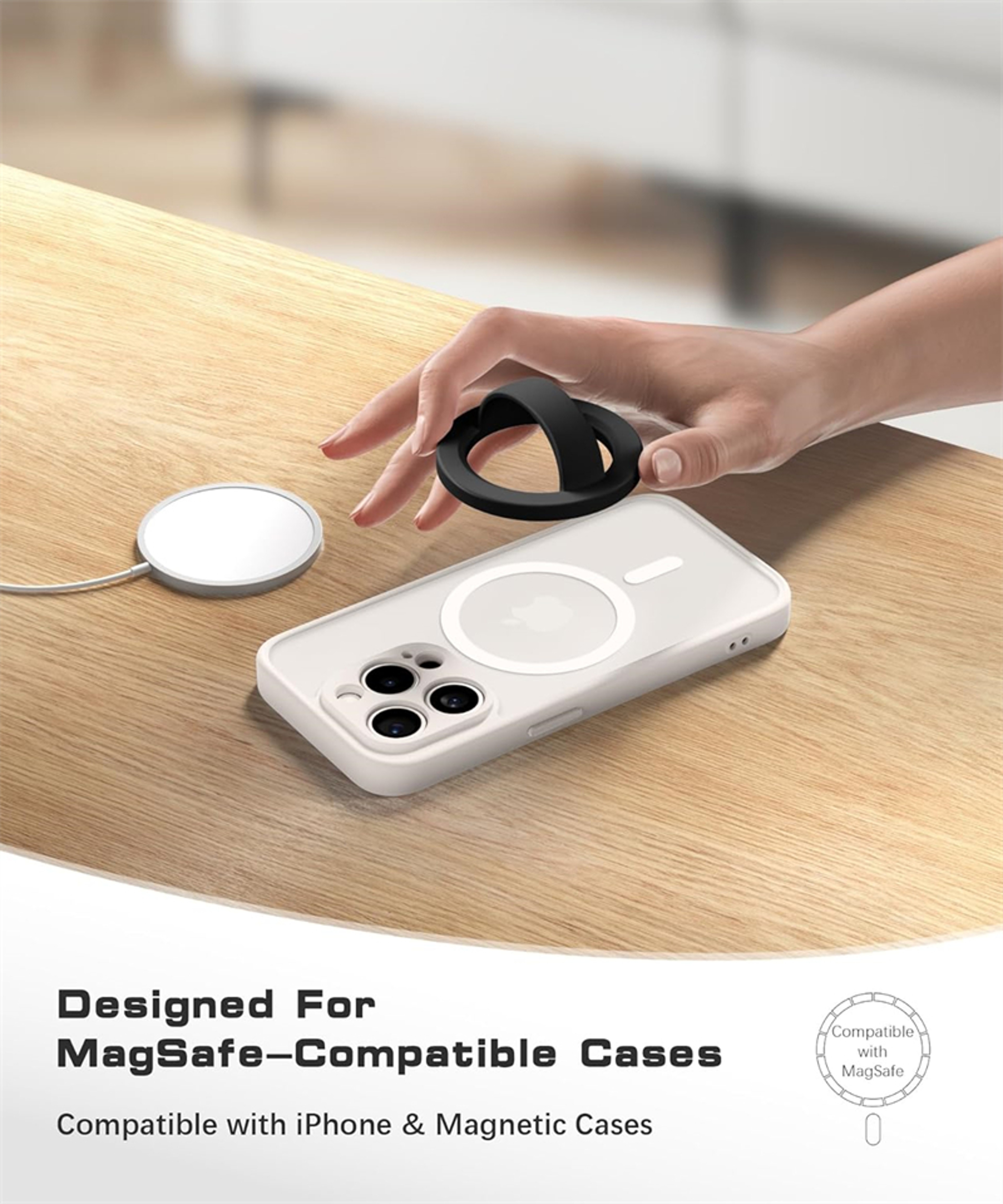 MagSafe Phone Grip Magnetic Silicone Ring Holder With Stand For IPhone  Compatible Devices 9