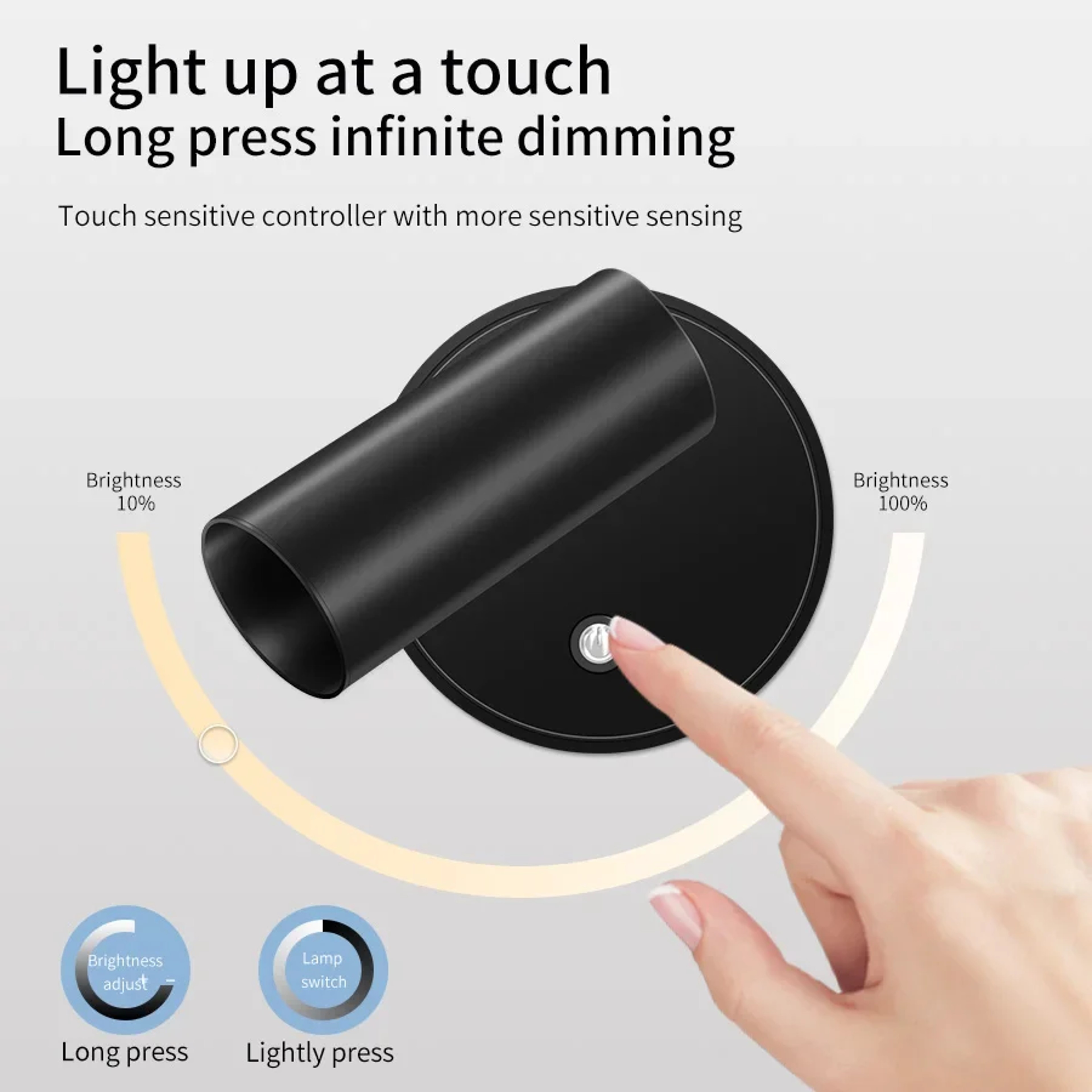 Rechargeable Wall Lamp Magnetic LED Reading Light With Rotation  Touch Control 3