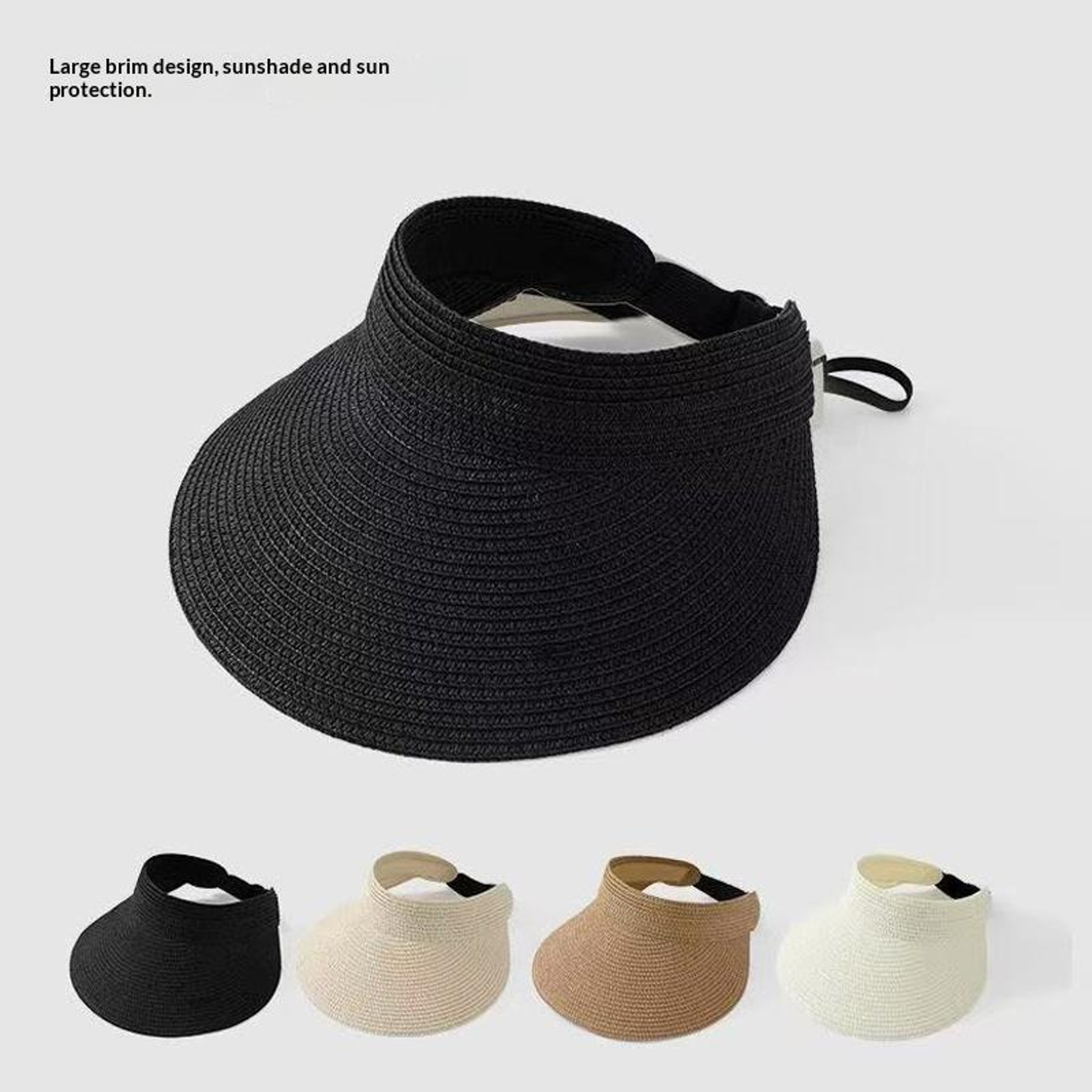 Wide Brim Visor Sun Hat For Women With Foldable Ponytail Design 5