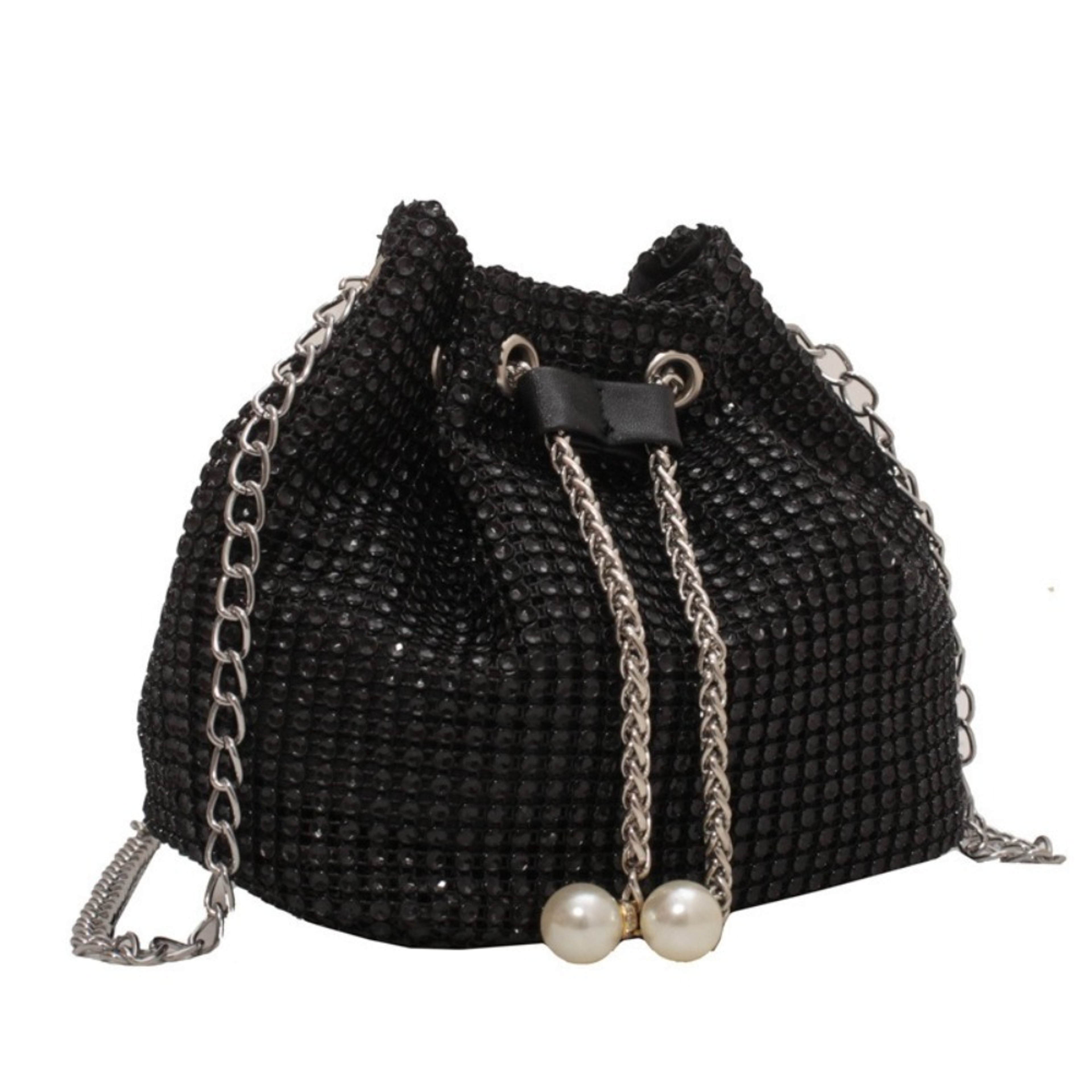 Rhinestone Evening Bag Wedding Clutch Purse With Drawstring Bucket Design 2