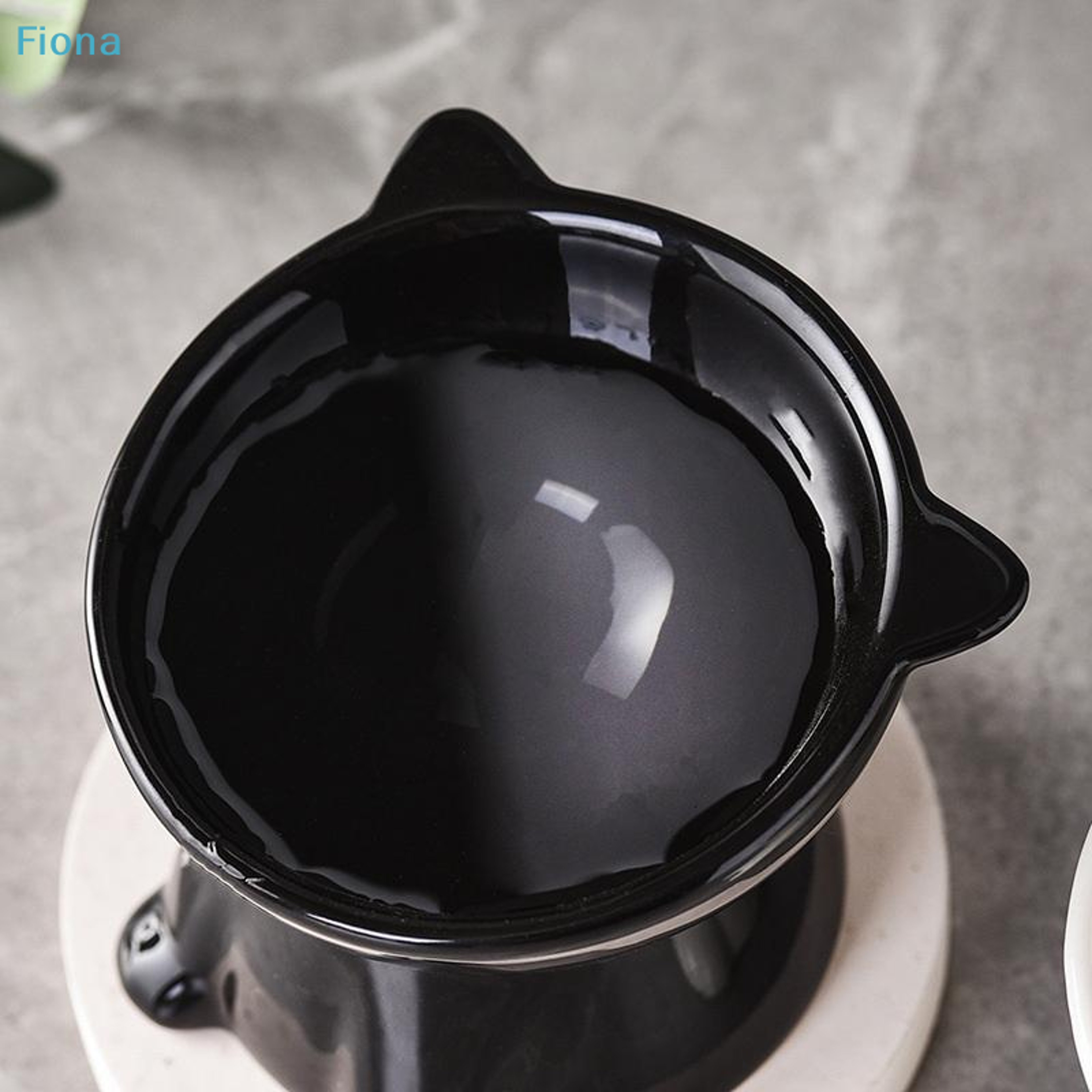 Elevated Ceramic Cat Ear Bowl With Tilted Raised Cat Feeder 6