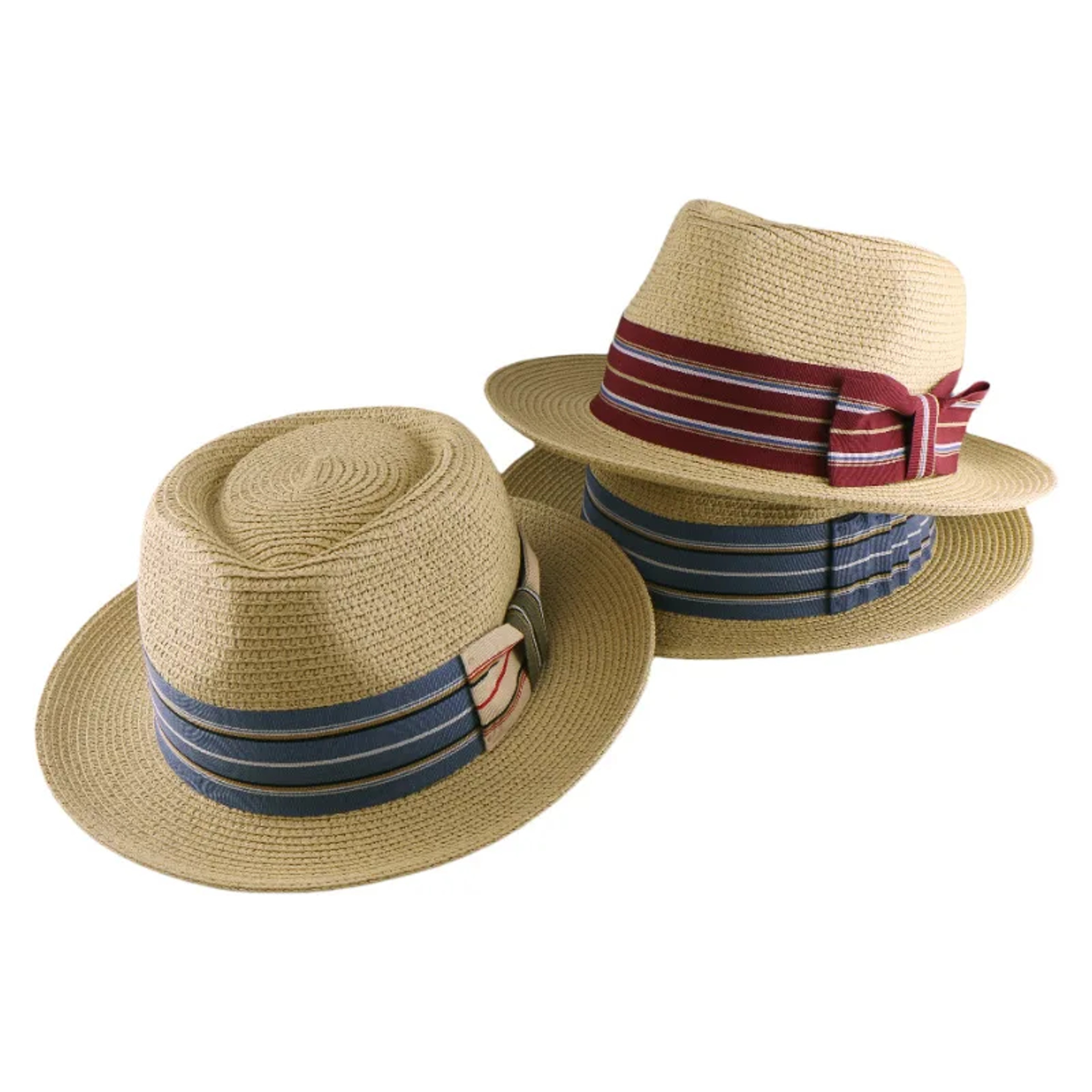 Classic Straw Fedora Hat With Wide Striped Band For Men  Women Summer Beach Sun Hat 4