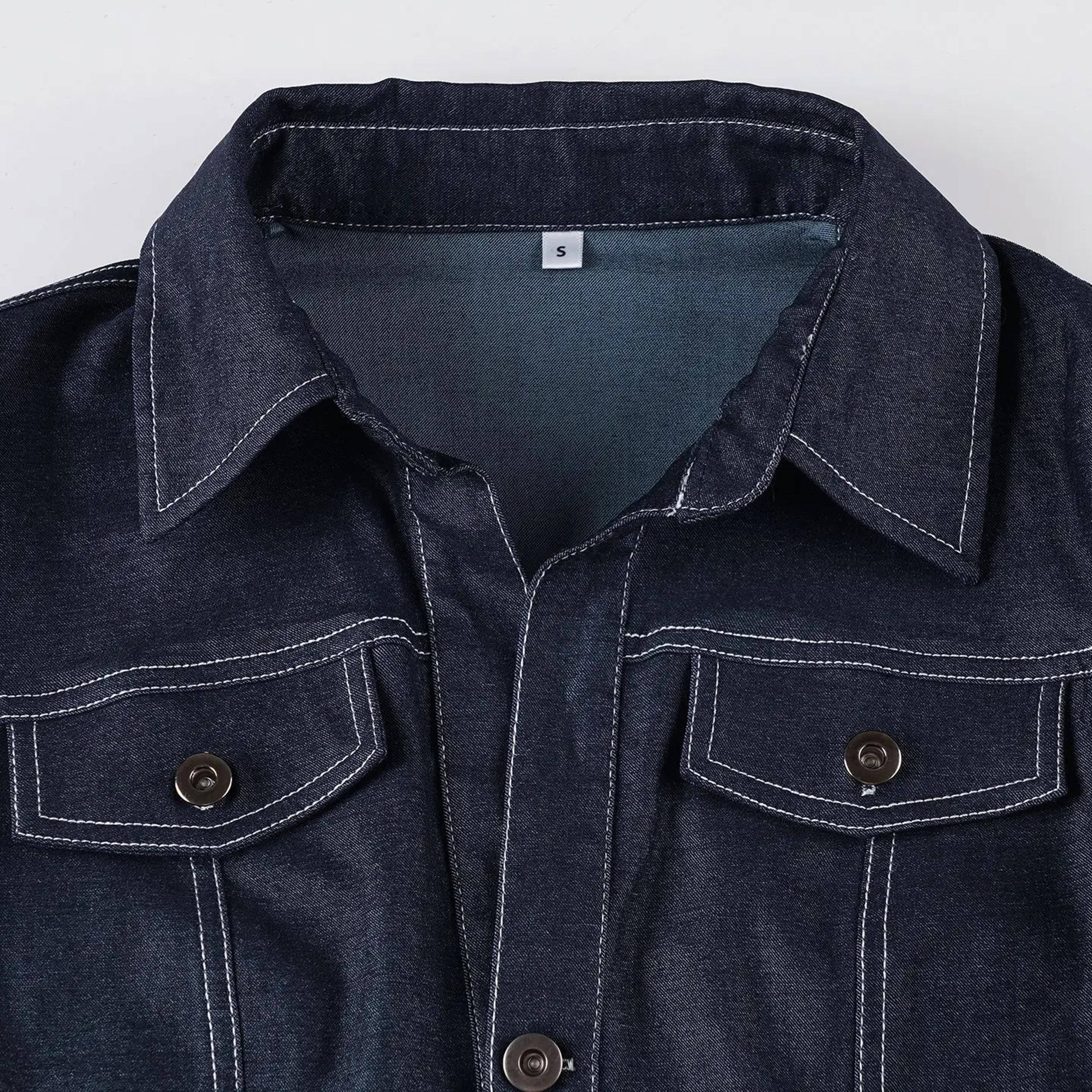Denim Crop Top Retro Button Up Cropped Denim Cardigan For Women 5