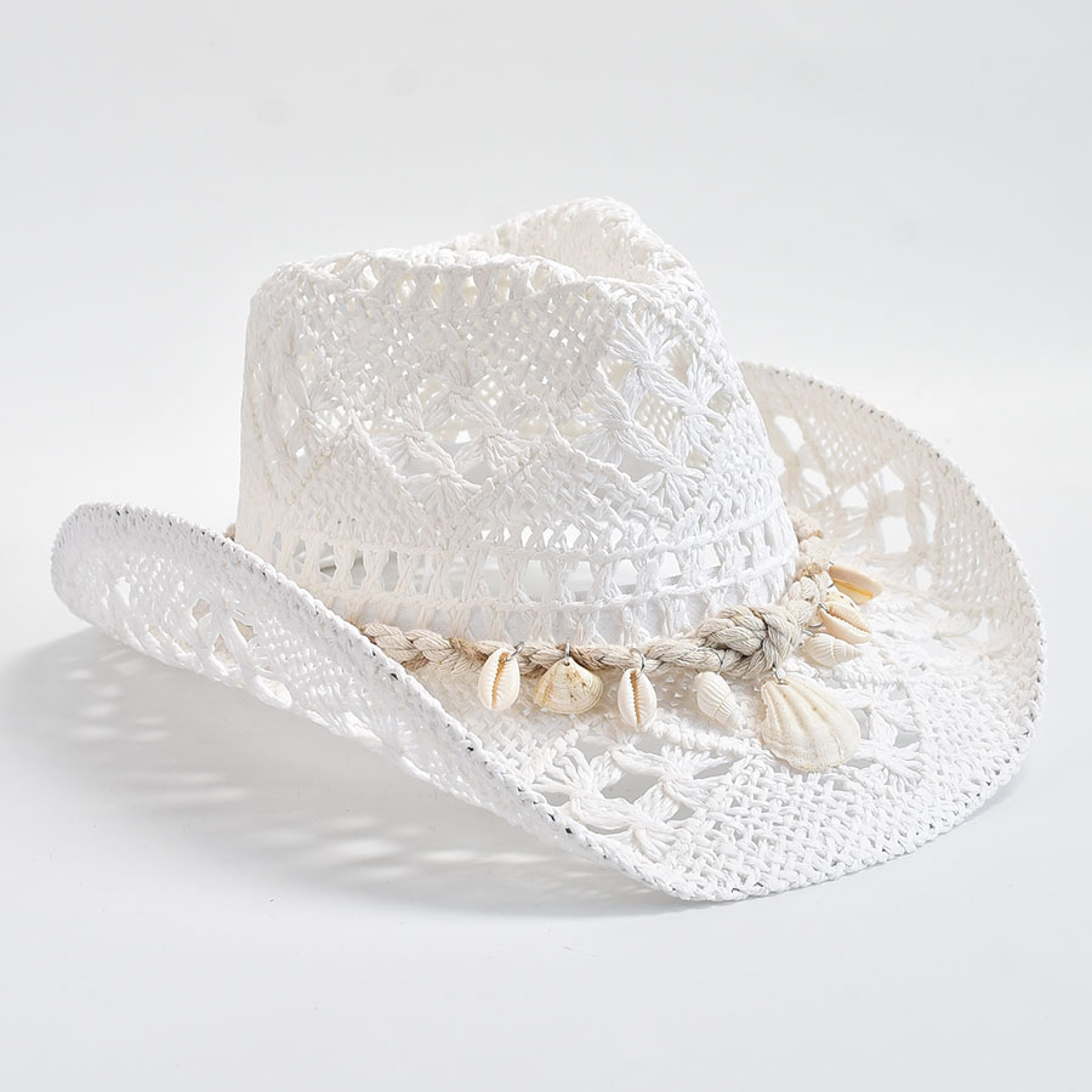 Women Woven Straw Beach Hat With Shell Decor Summer Sun Hat 2