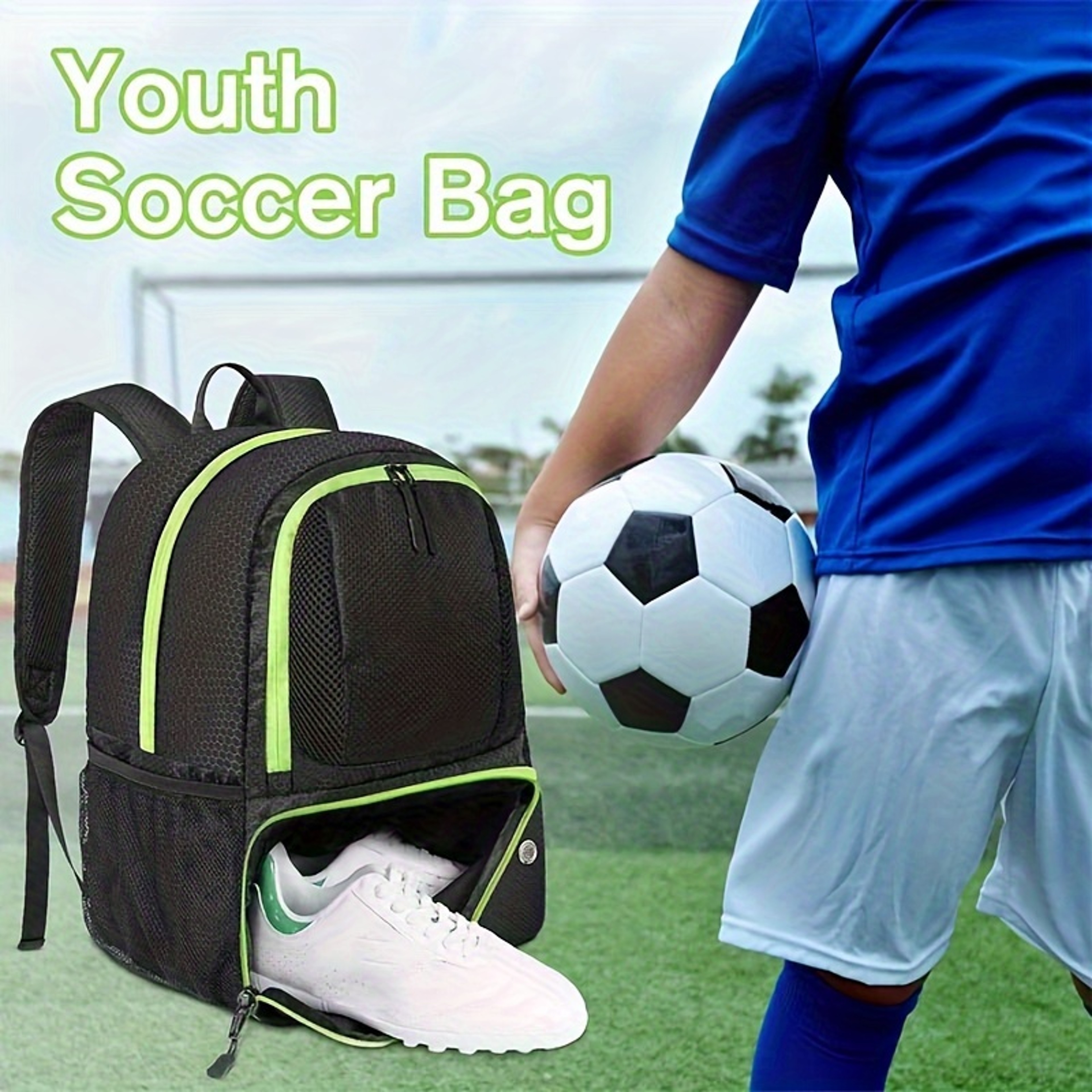 Waterproof Sports Ball Bag With Shoulder Strap And Ball Stand For Soccer Basketball Volleyball 3
