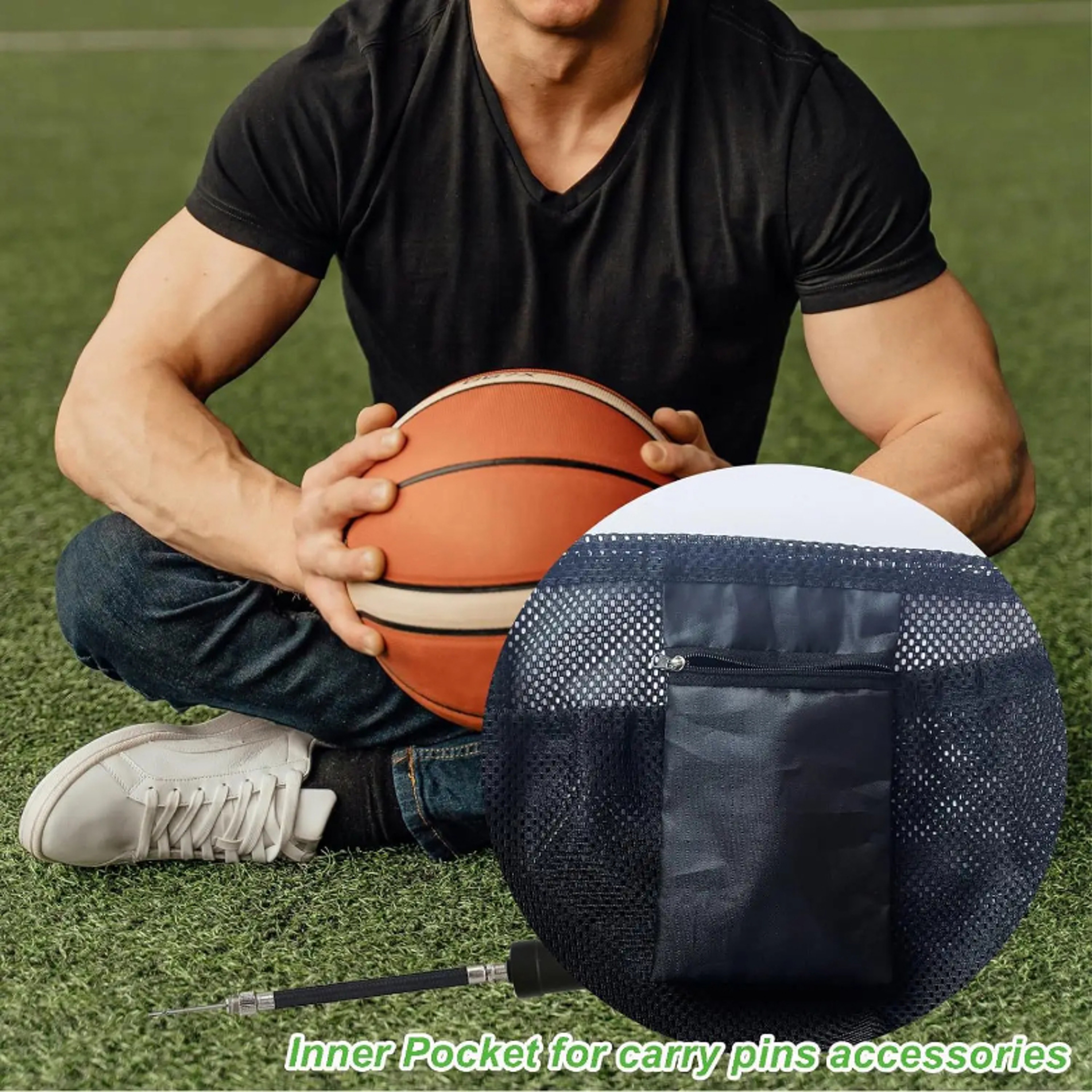 Portable Mesh Ball Bag Drawstring Sports Equipment Bag for Basketball Soccer Volleyball Football – view 5