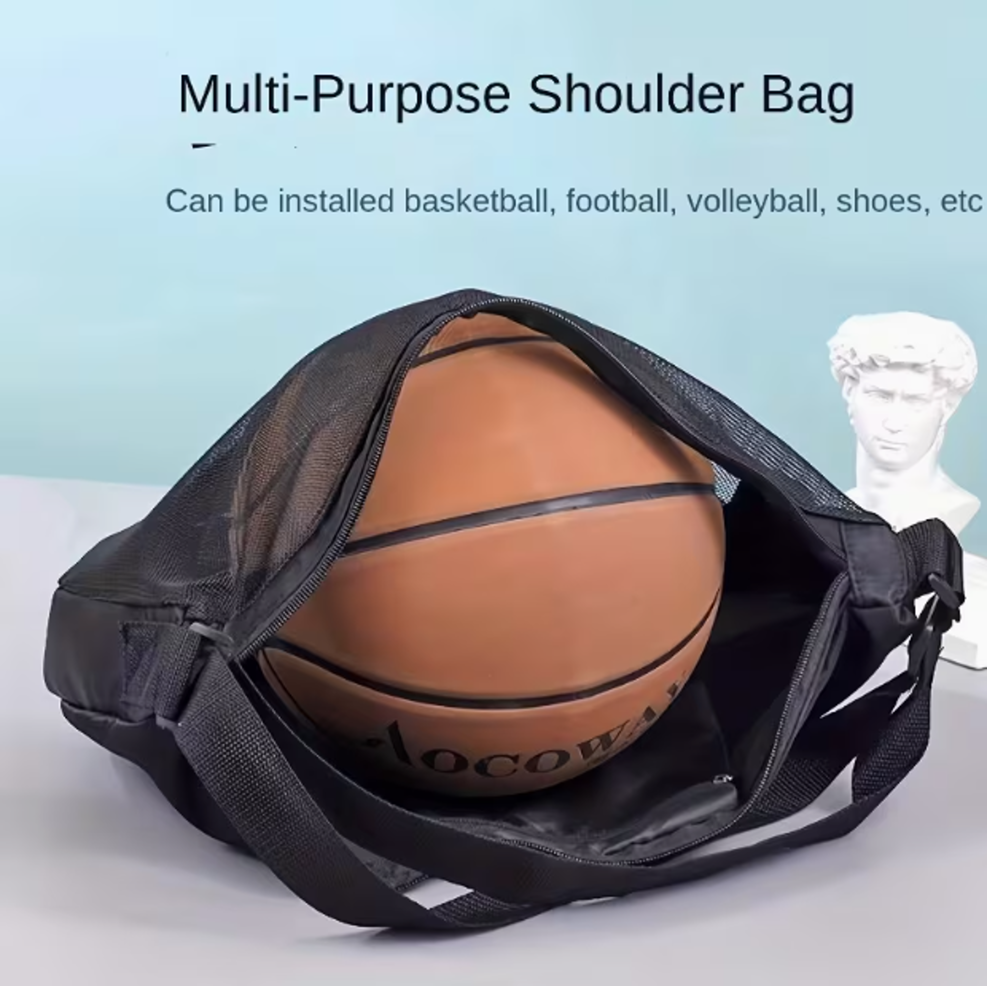 Portable Basketball Bag Crossbody Ball Storage Bag for Basketball, Soccer, Volleyball & Bowling – view 3