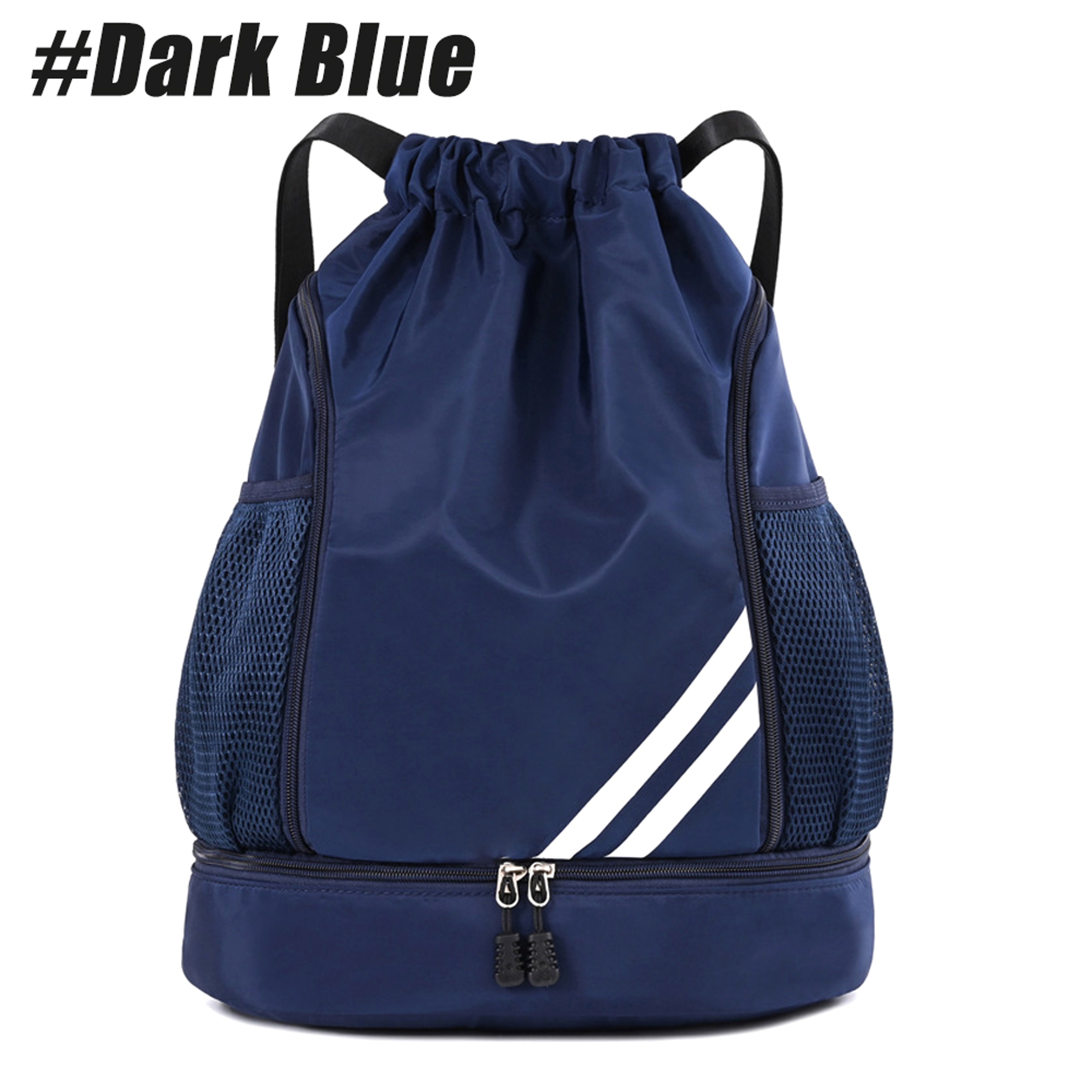 Drawstring Backpack Gym Bag With Shoe Compartment  Dual Bottle Holders 3