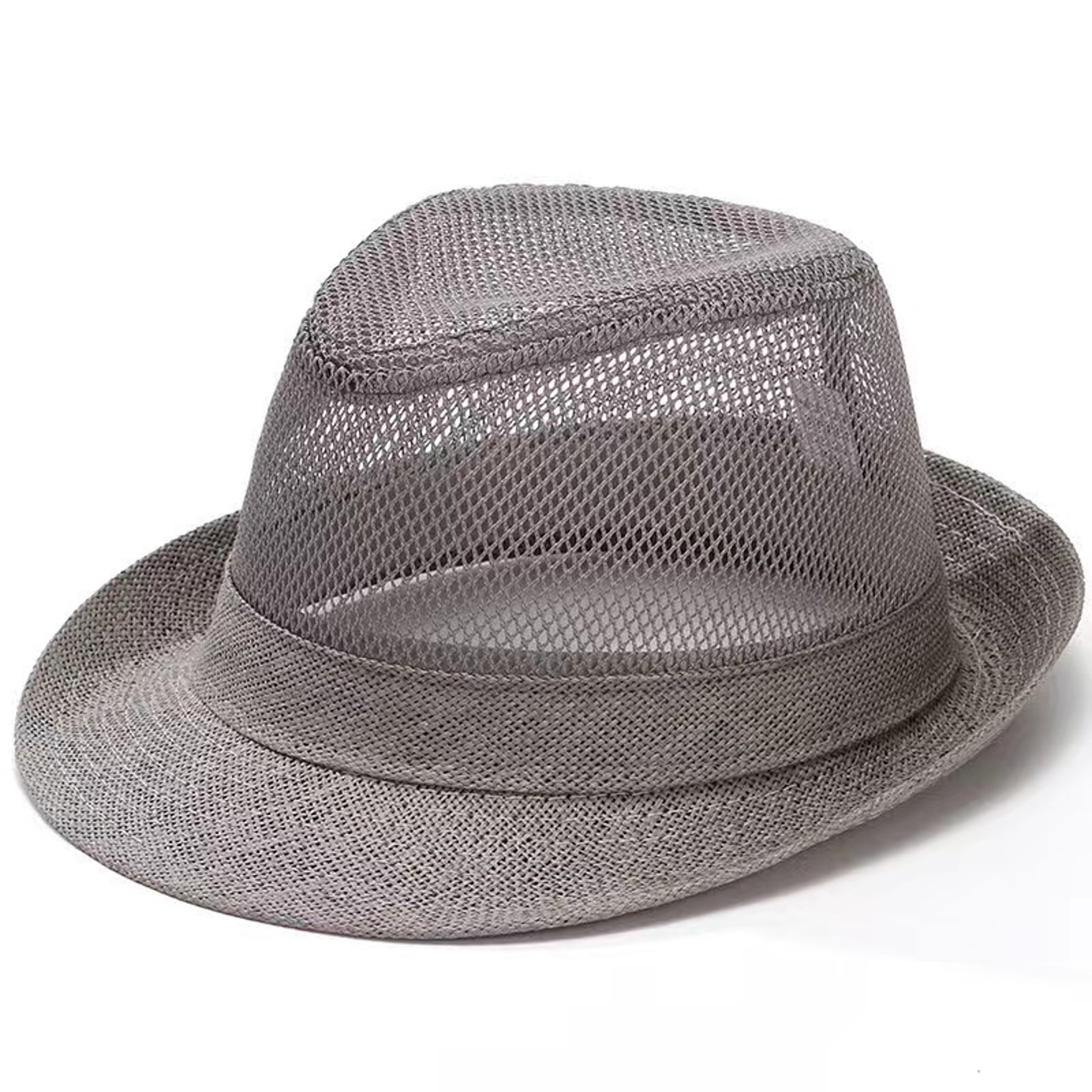 Summer Straw Fedora Hat Breathable Mesh Sun Hat For Men  Women Beach Travel Cap 0