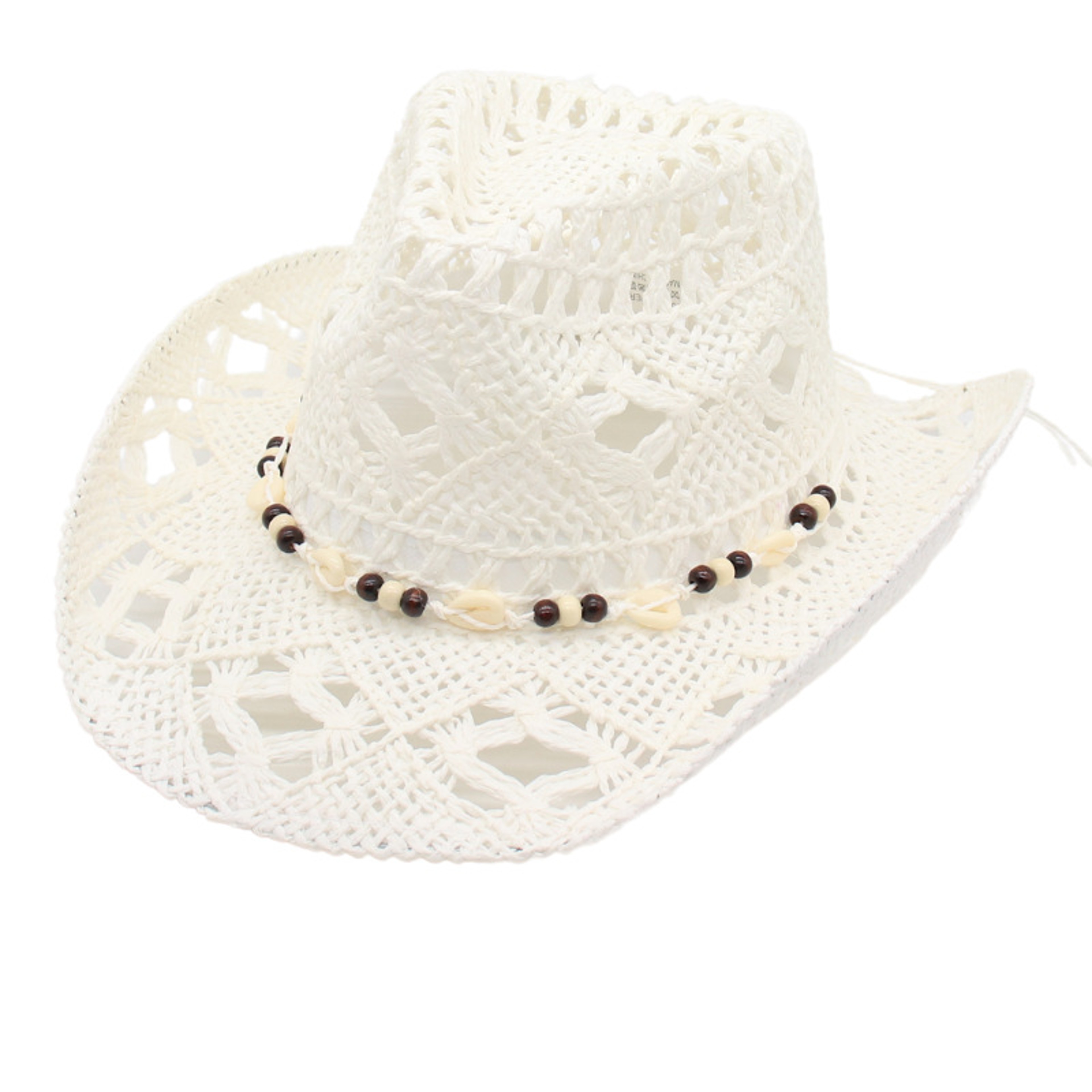 Boho Straw Sun Hat With Shell Accent Wide Brim Cowgirl Beach Hat For Women 3