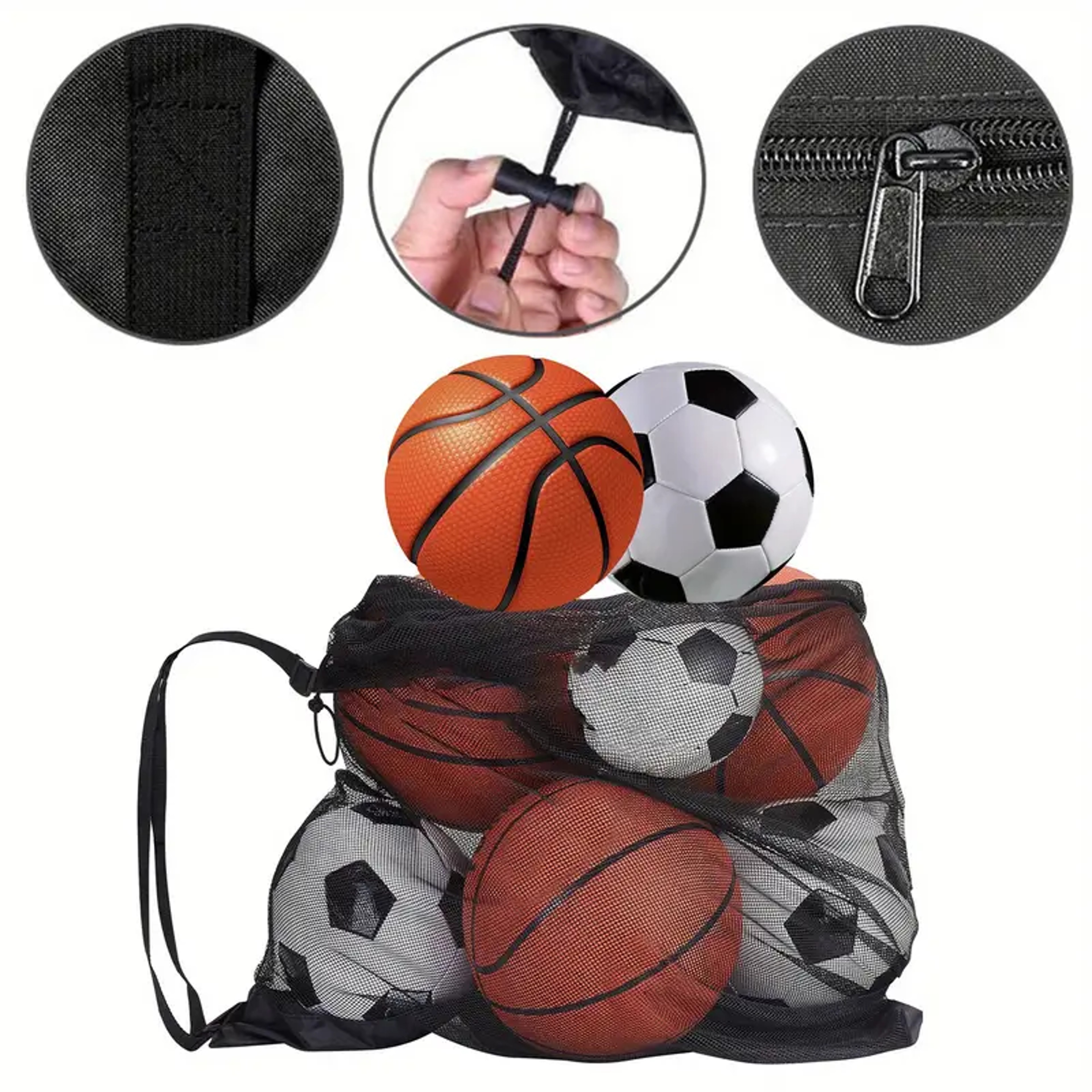 Portable Large Capacity Ball Storage Bag With Shoulder Strap For Basketball Football Sports Gear 6