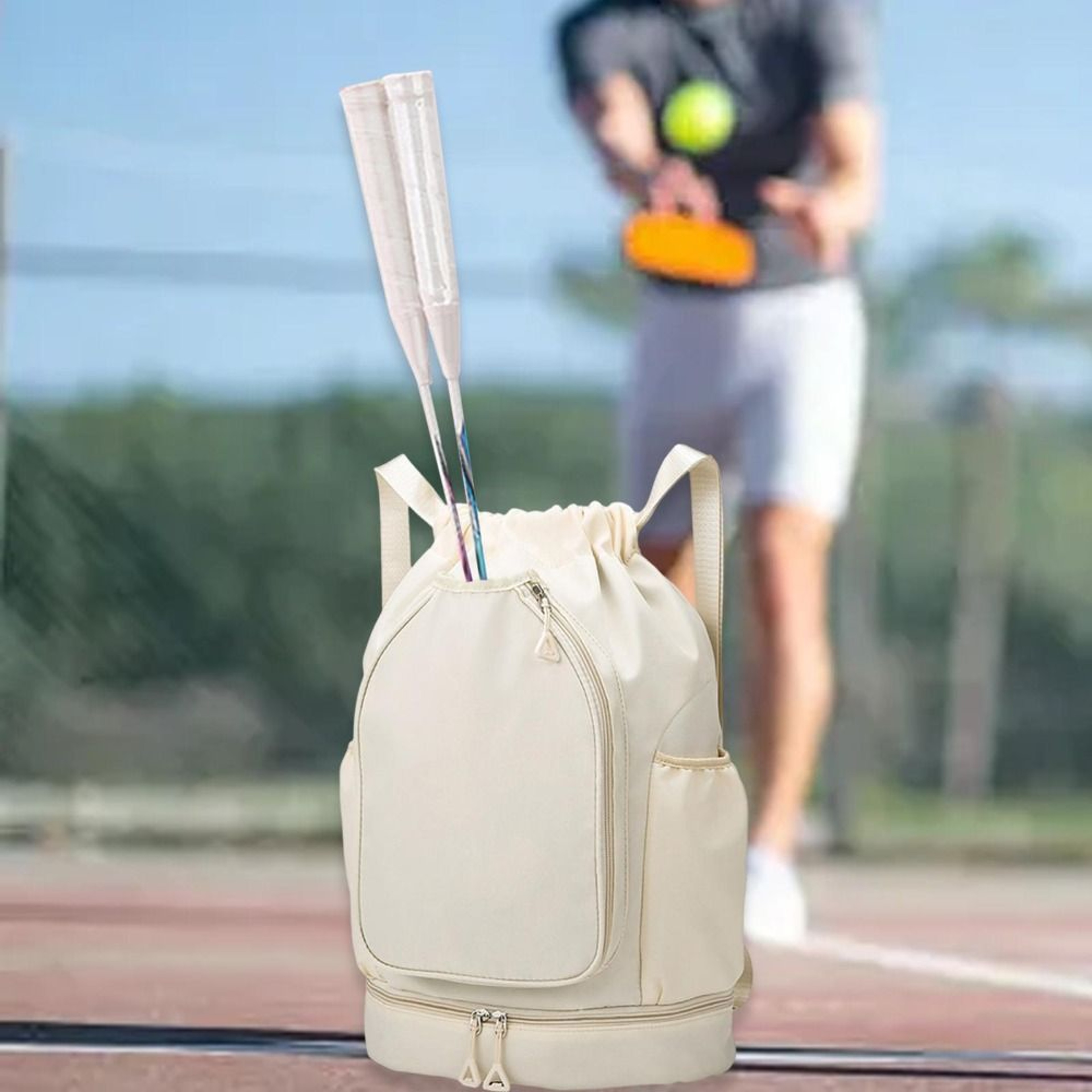 Elite Badminton Racket Backpack With Shoe Compartment Large Waterproof Sports Backpack For Pickleba 0