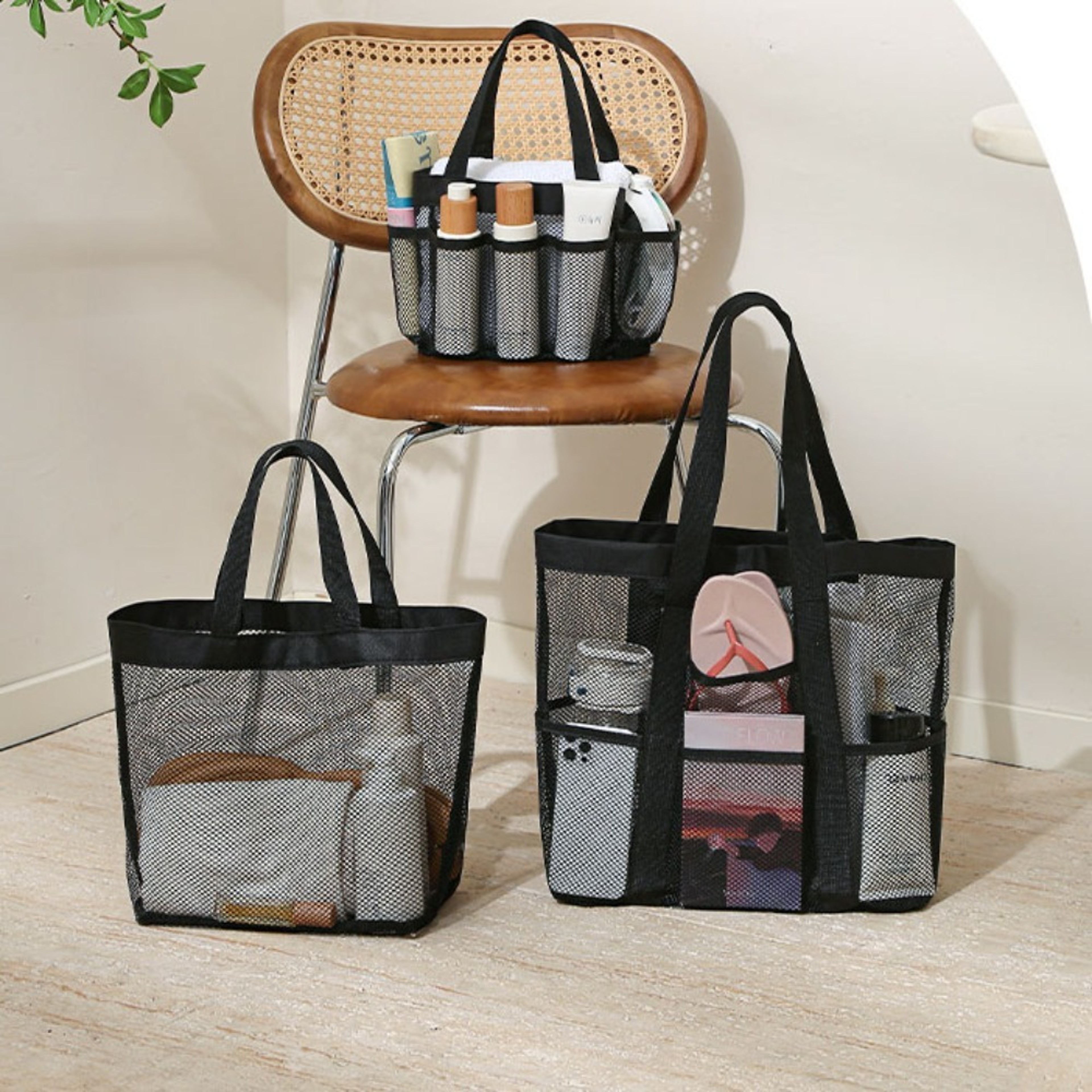 Large Capacity Mesh Beach Bag Foldable Shopping Tote for Beach, Travel & Everyday Use – view 2