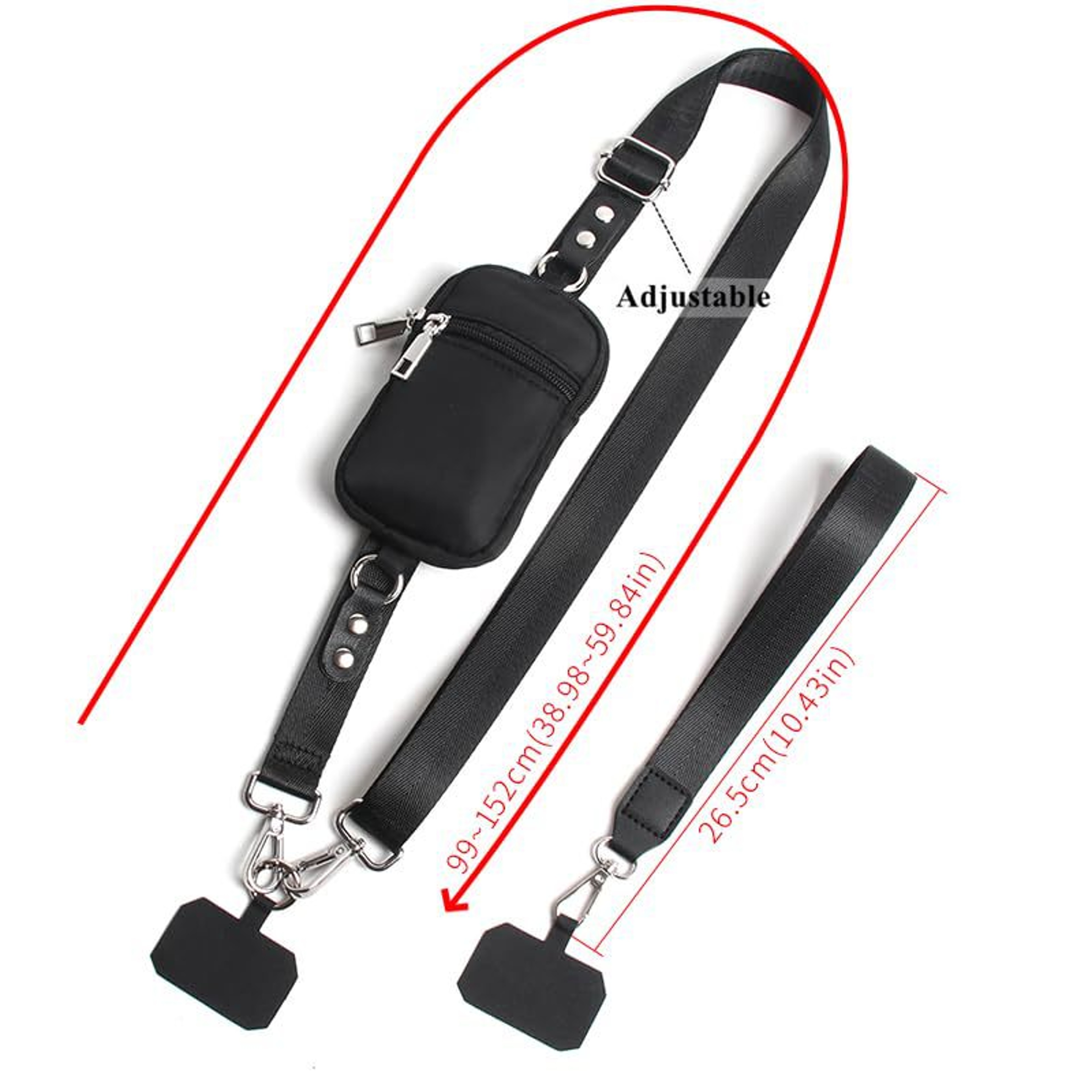 Adjustable Crossbody Phone Bag With RFID Blocking Wallet  Detachable Phone Lanyard 5