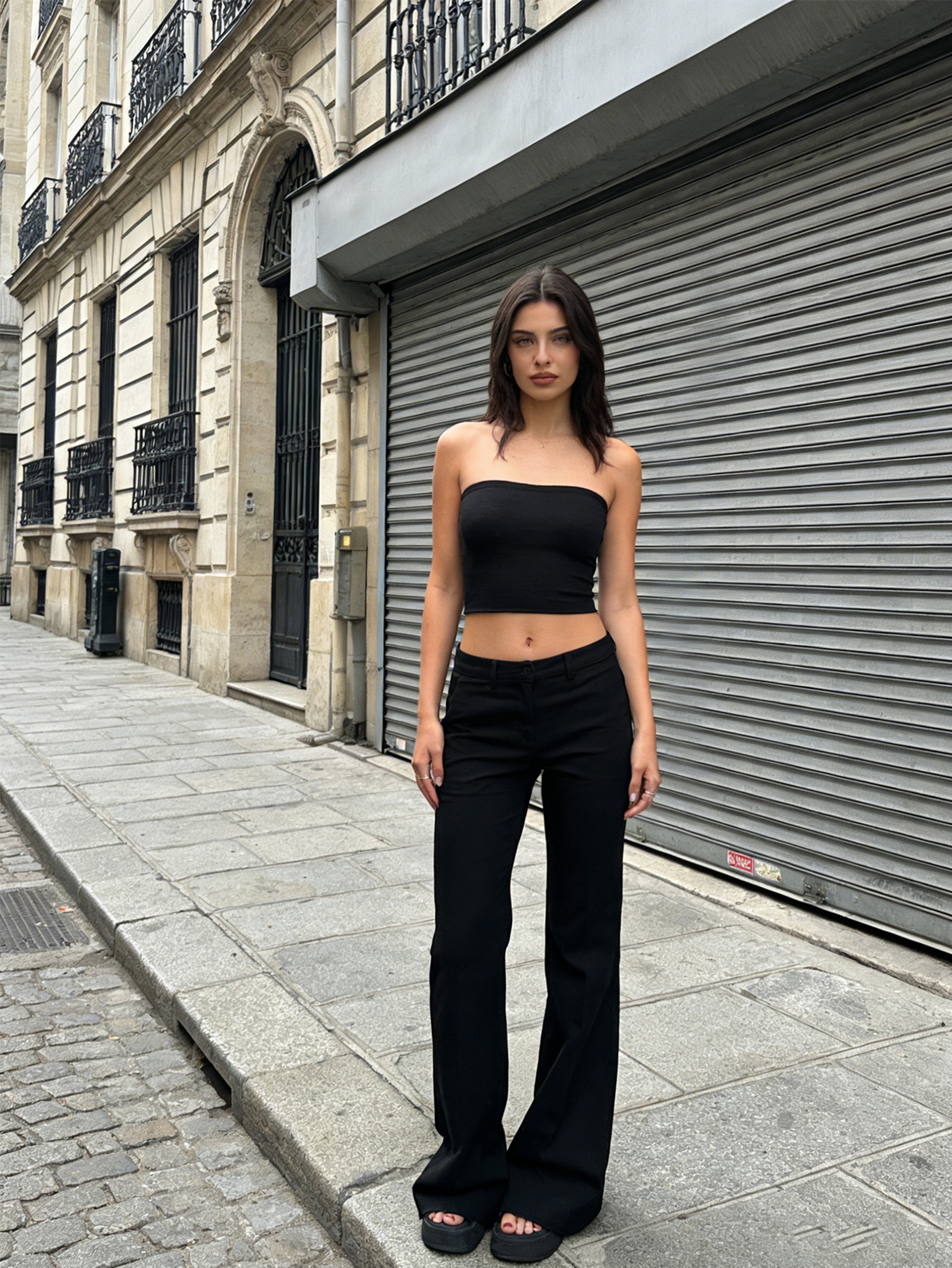 Luxe Halter Crop Top For Women With Plunge V Neck And Double Layer Design 2