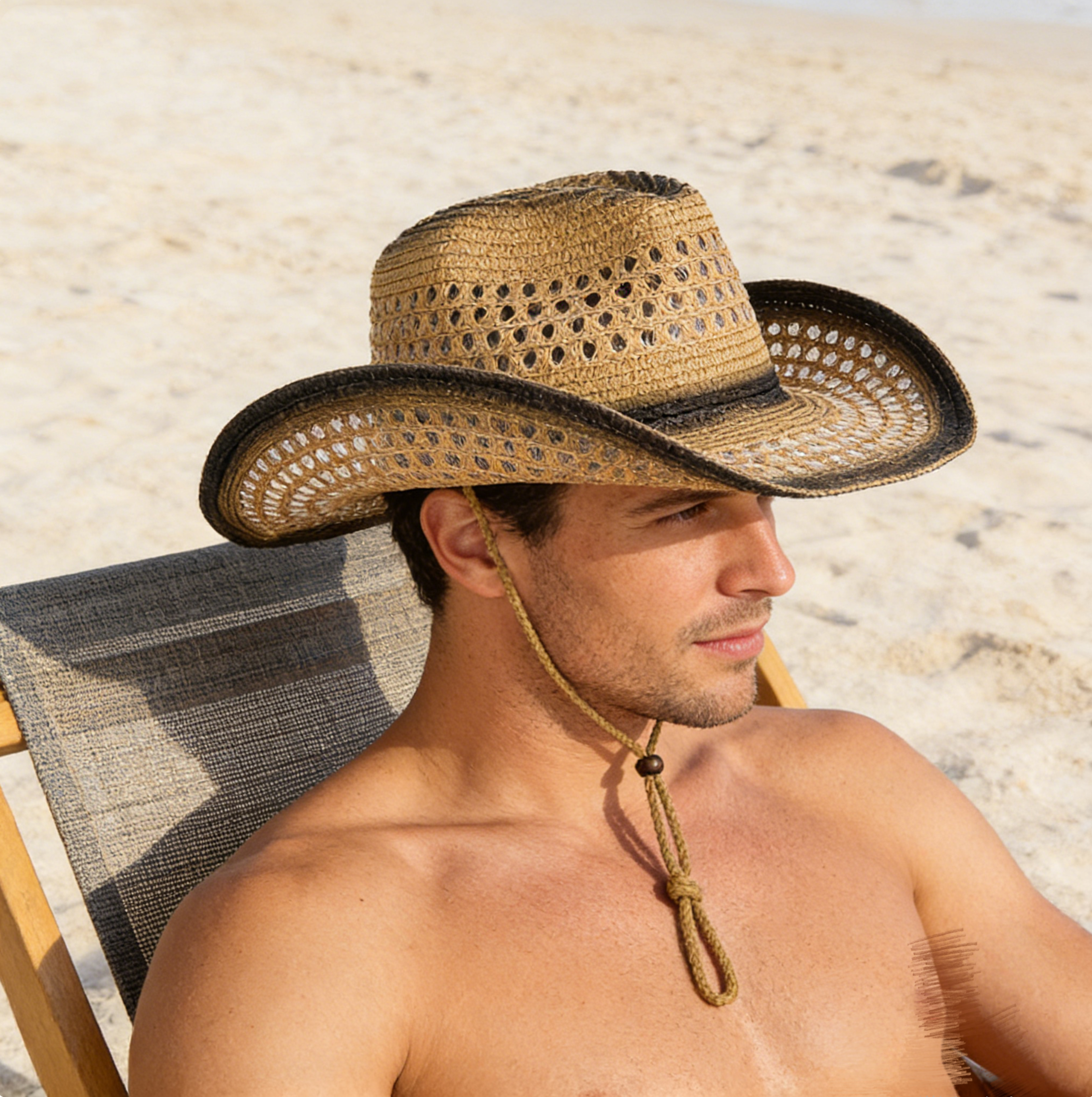 Breathable Straw Sun Hat With Windproof Strap For Beach Travel And Outdoor Sun Protection 0