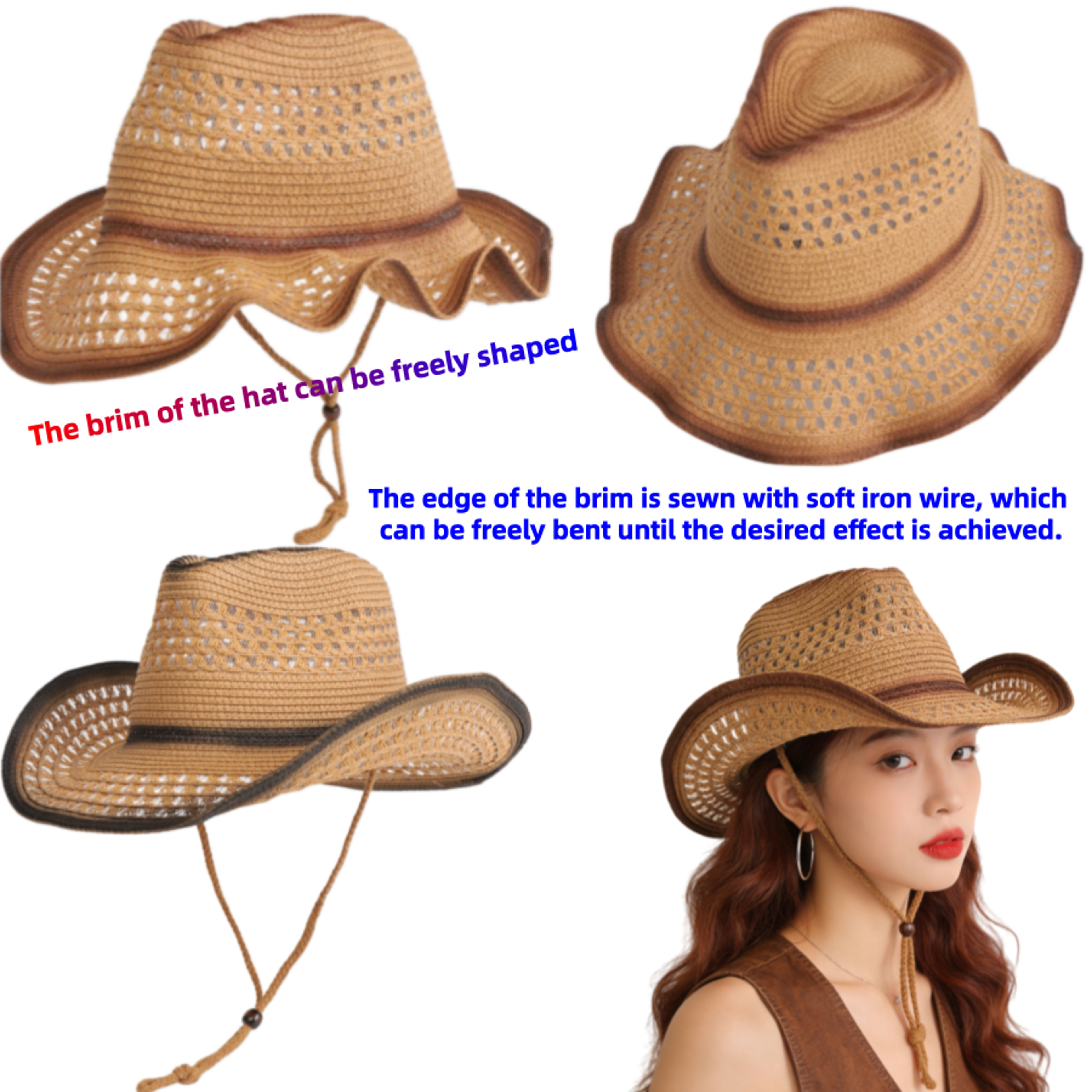 Breathable Straw Sun Hat With Windproof Strap For Beach Travel And Outdoor Sun Protection 4